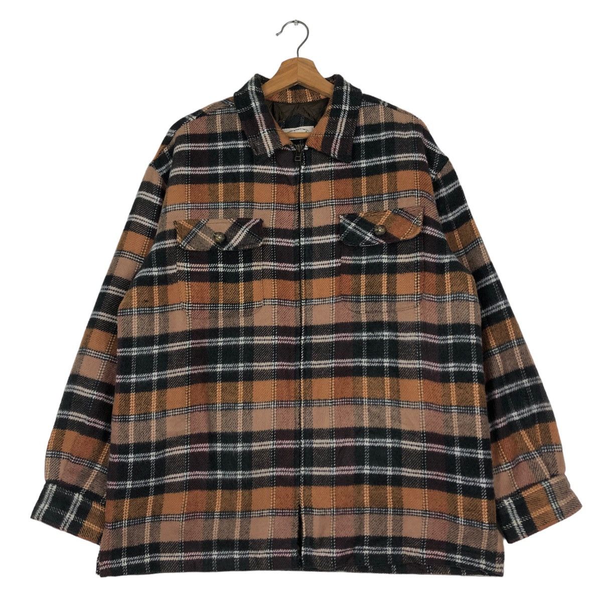 Tartan Design Flannel Wool Jacket Possibility Issey Miyake