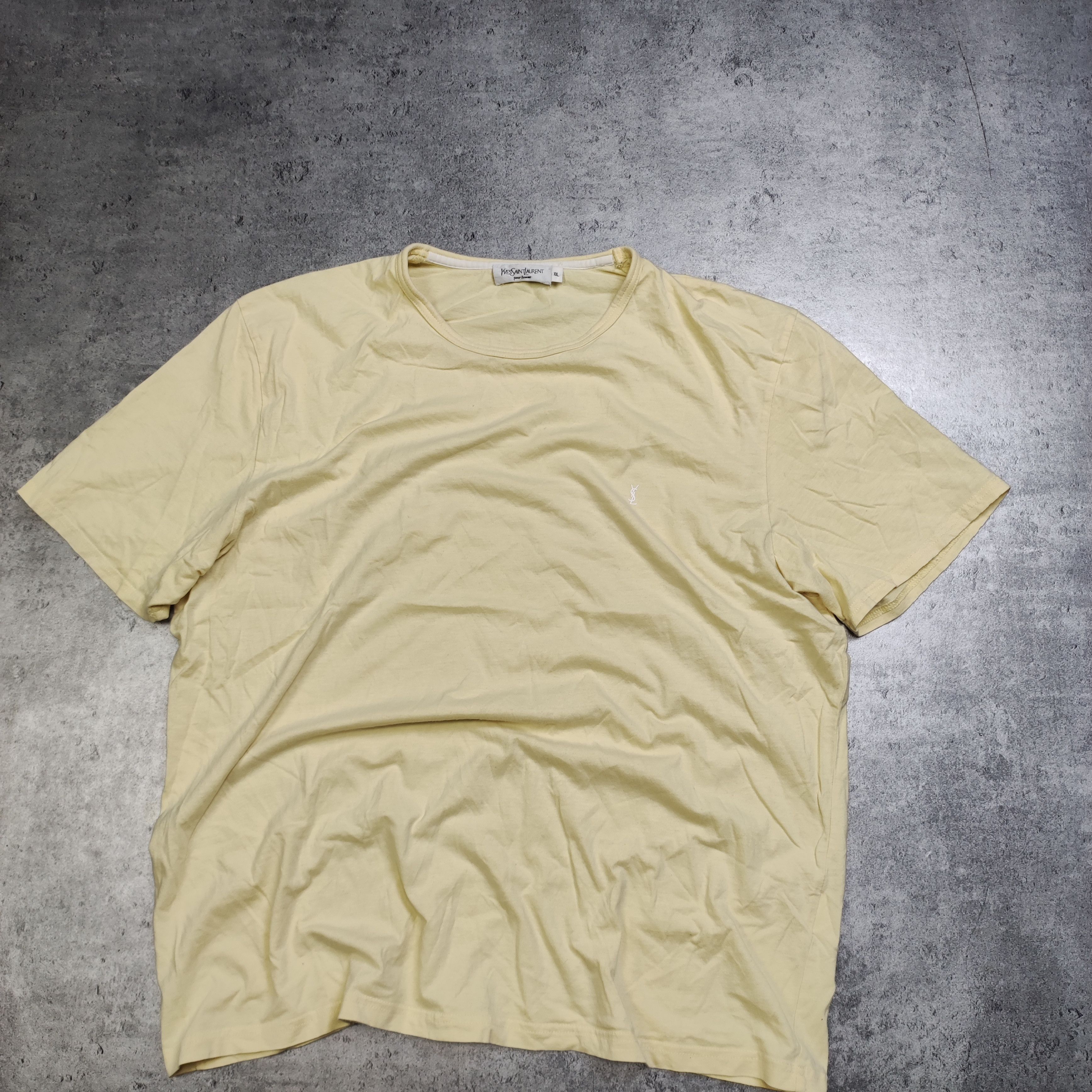 Yves Saint Laurent RARE YSL Yves Saint Laurent Classic Small Logo Yellow Tee Size US XXL / EU 58 / 5 - 2 Thumbnail