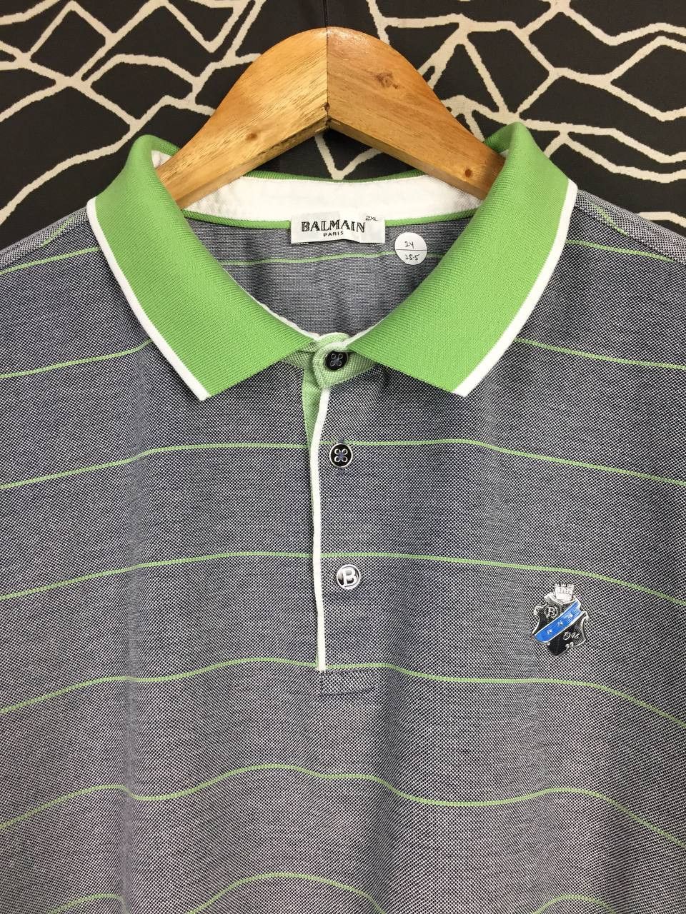 Balmain Balmain Paris Crest Logo Pinstripe Casual Polo Shirt Size US XL / EU 56 / 4 - 3 Thumbnail