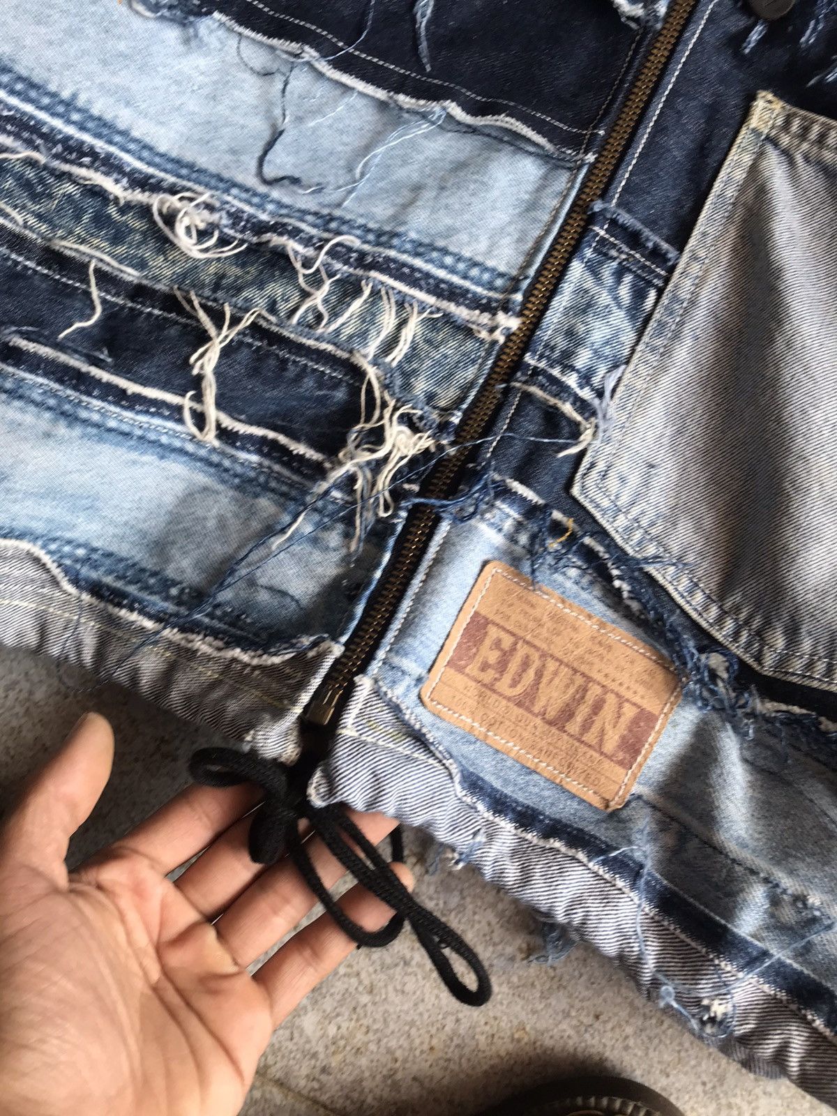 Handmade × Vintage Zipper Denim Jacket Upcycle Size US XL / EU 56 / 4 - 4 Thumbnail