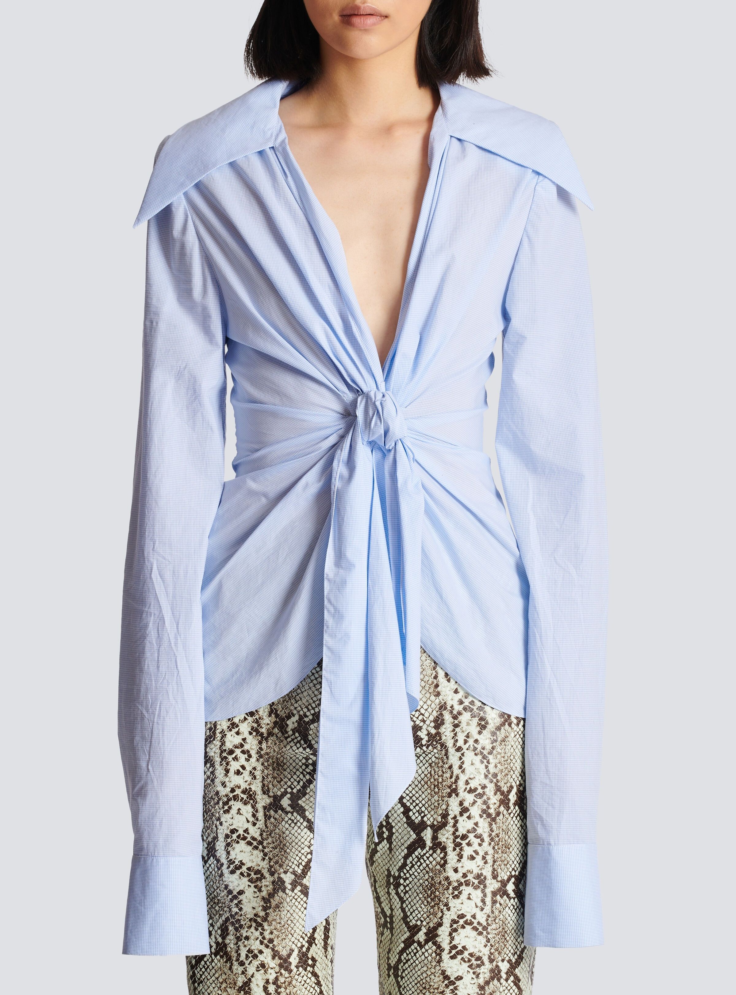 Balmain o1y0625 Checked Shirt in Sky Blue Size M / US 6-8 / IT 42-44 - 5 Thumbnail