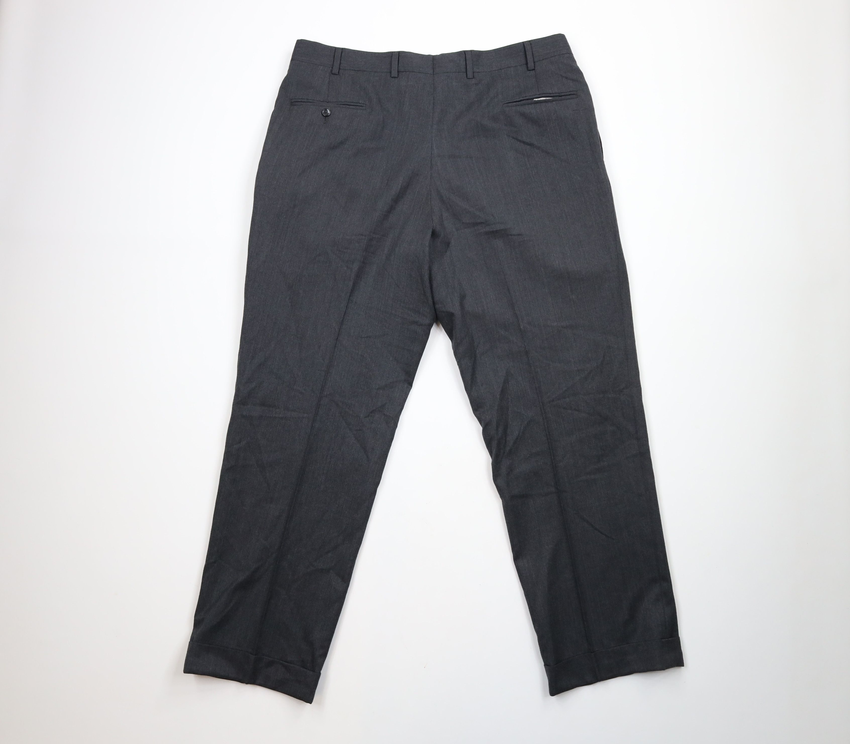 Jos. A. Bank × Vintage Vintage Jos A Bank Cuffed Wool Cashmere Chino Pants Gray Size US 36 / EU 52 - 11 Thumbnail
