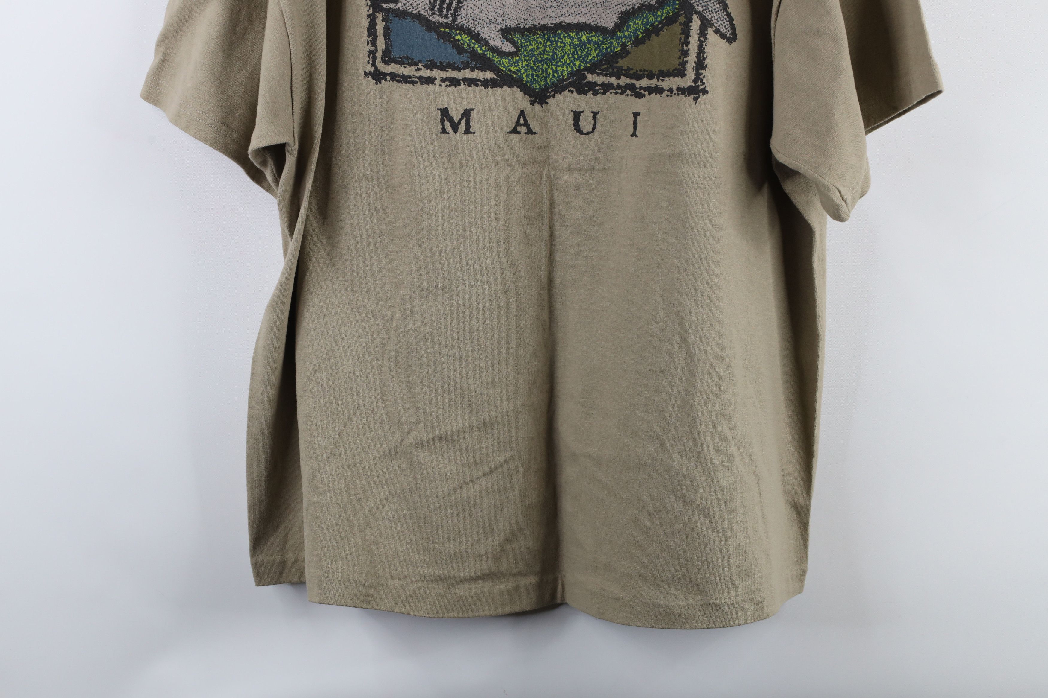 Vintage Vintage 90s Streetwear Out Maui Hawaii Shark T-Shirt Beige Size US XL / EU 56 / 4 - 12 Thumbnail