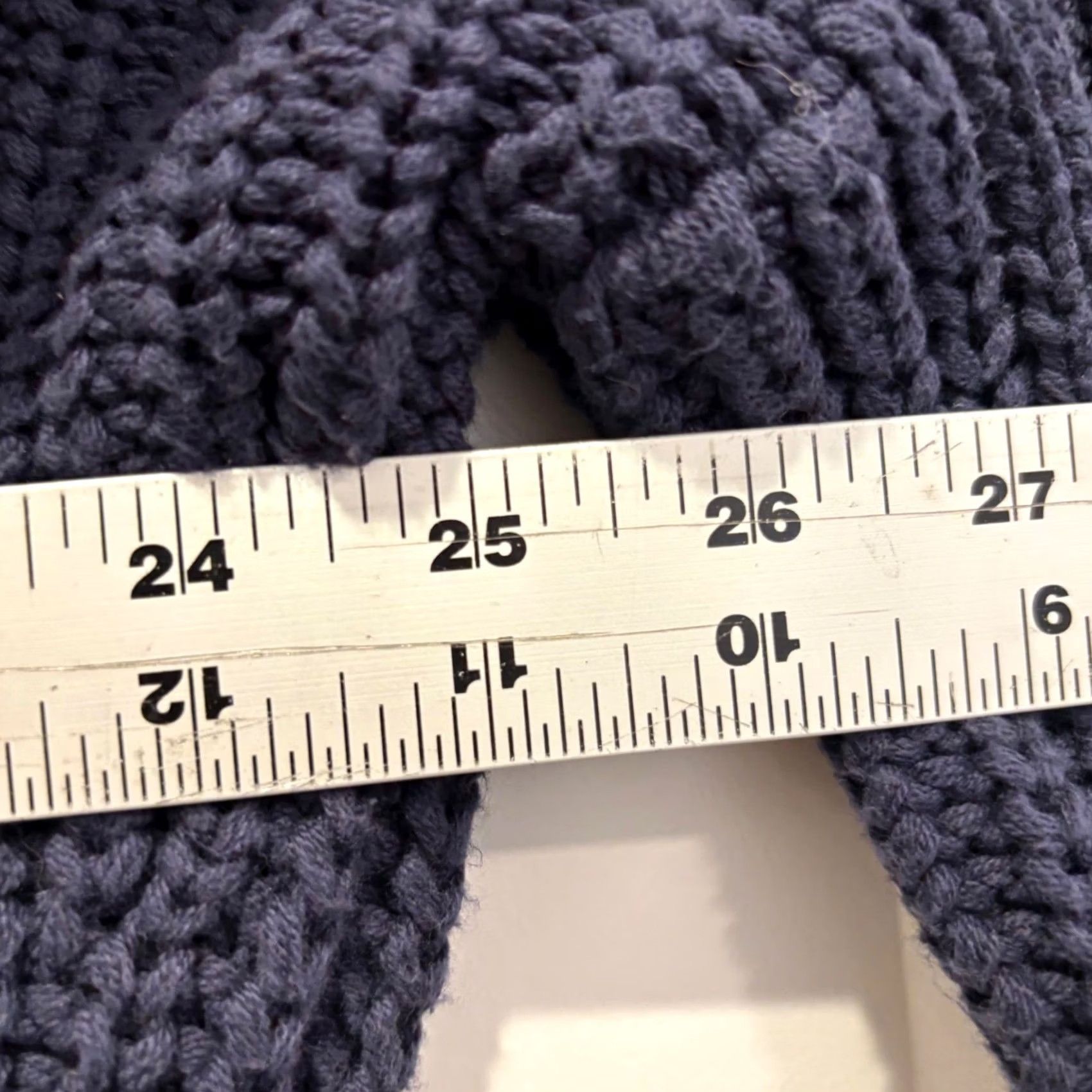 Vintage All:Row Sweater Women L Navy Blue Chunky Knit Basketweave Cable Cropped Pullover Size L / US 10 / IT 46 - 5 Thumbnail