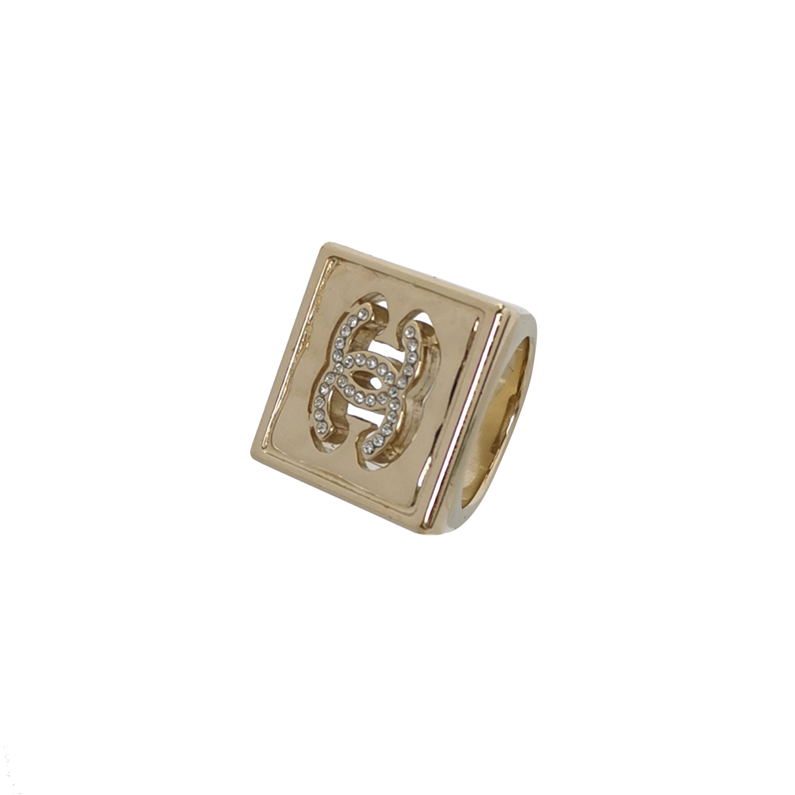 Chanel Chanel (22S) Crystal Letter Double C Square Ring Size 12 -z Size ONE SIZE - 1 Thumbnail