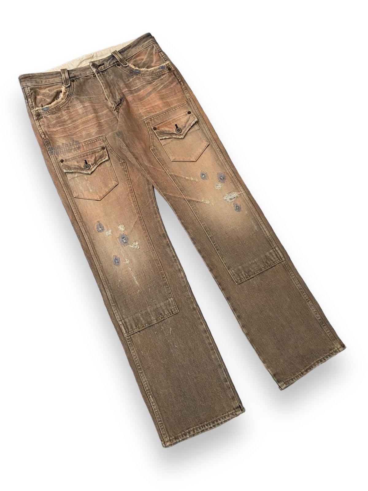 Japanese Brand Japan Bartack Damaged Ripped Bullet Distressed Denim Size US 33 - 2 Thumbnail