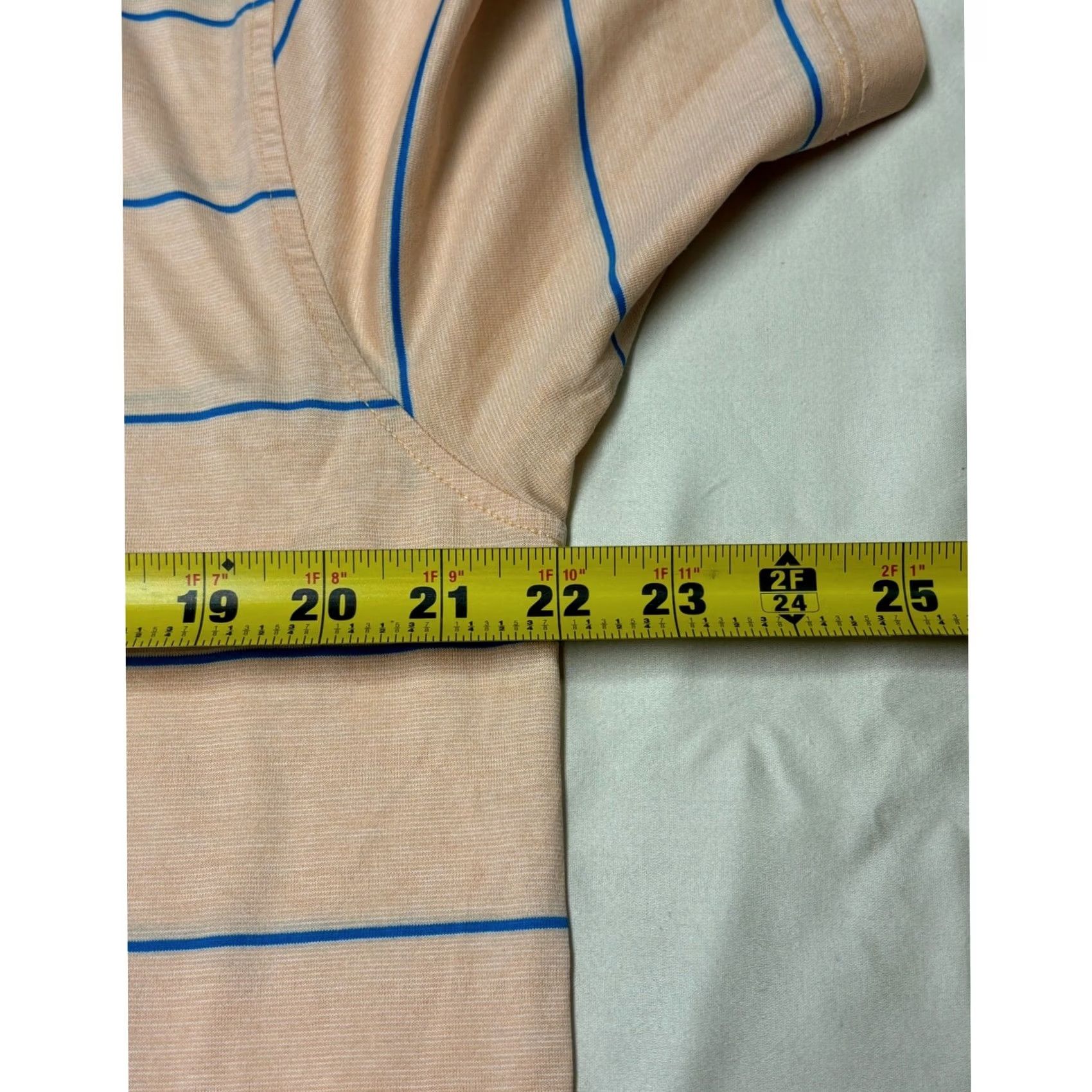 Peter Millar VINTAGE Peter Millar Mens Polo Shirt Large Beige Blue Striped Palm Tree Cotton Golf Size US L / EU 52-54 / 3 - 6 Thumbnail