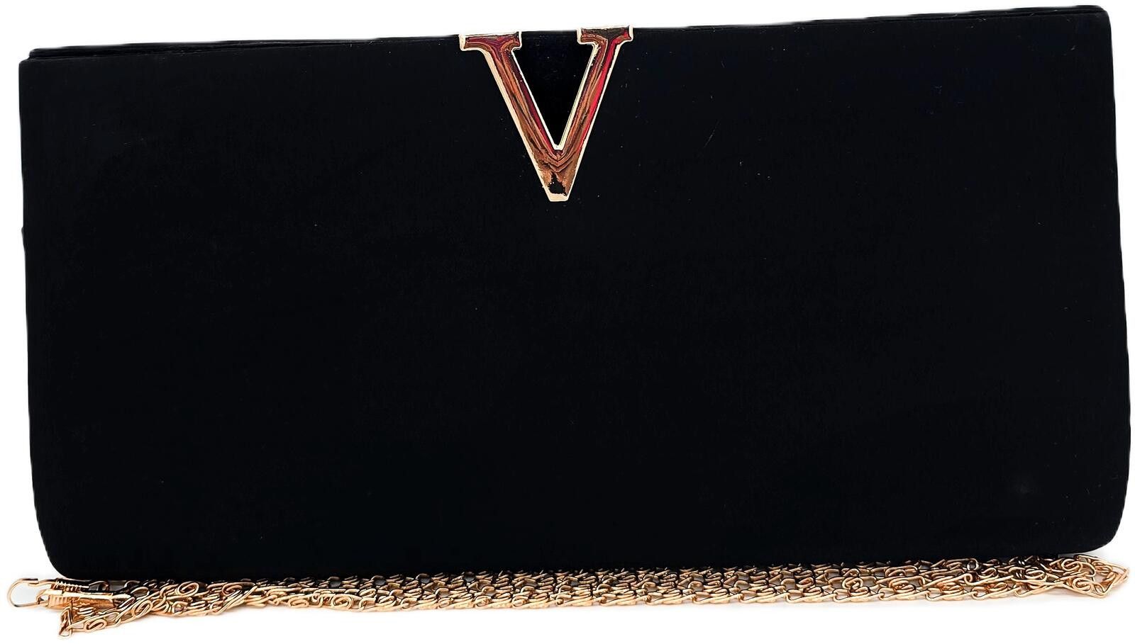 Other Elegant Black Velvet Clutch with Gold Chain Detachable Strap Size ONE SIZE - 1 Thumbnail