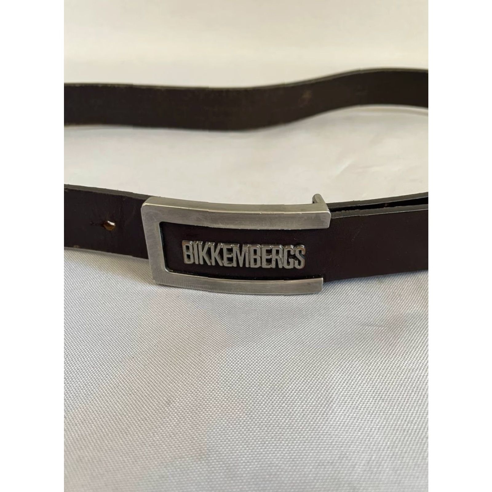 Vintage Bikkembergs Belt Mens Casual Logo Brown Cow skin Buckle Adjustable - One Size, Brass Hardware, Classic Modern Work Belt Size ONE SIZE - 4 Thumbnail
