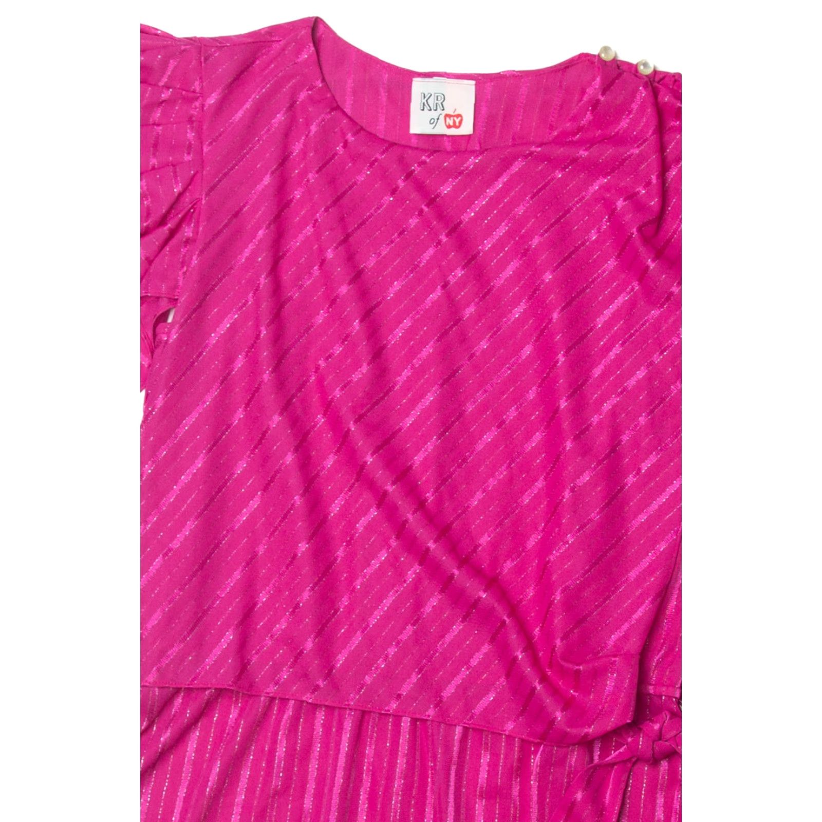 Vintage KR of NY Blouson Dress Vintage 1980s Pink Polyester Small Womens (Size Small) Size S / US 4 / IT 40 - 2 Thumbnail