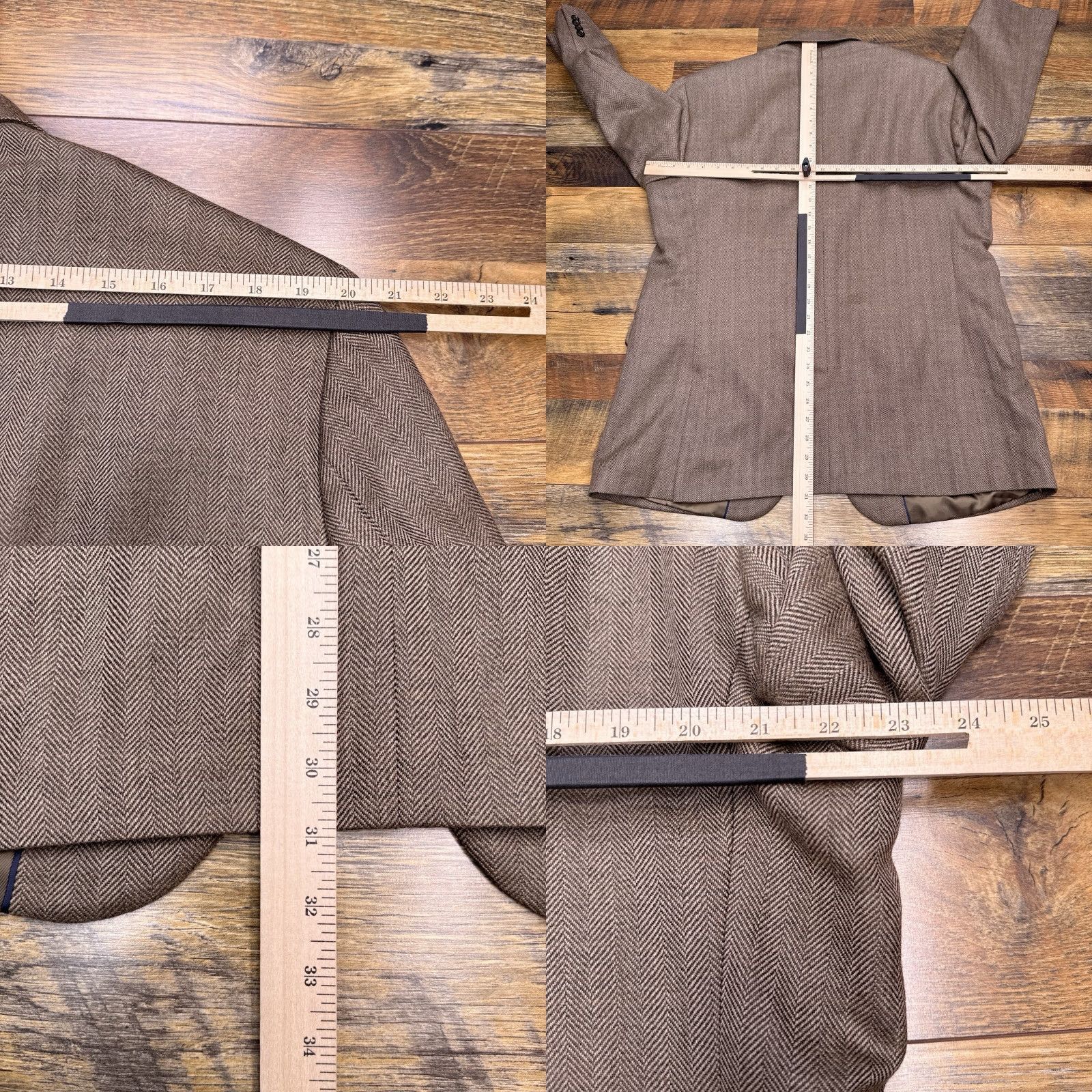 Stafford Stafford Sport Coat Blazer 46 Regular Tan Herringbone Classic Fit Wool Tweed Notch Lapel Mens Size 46R - 10 Thumbnail