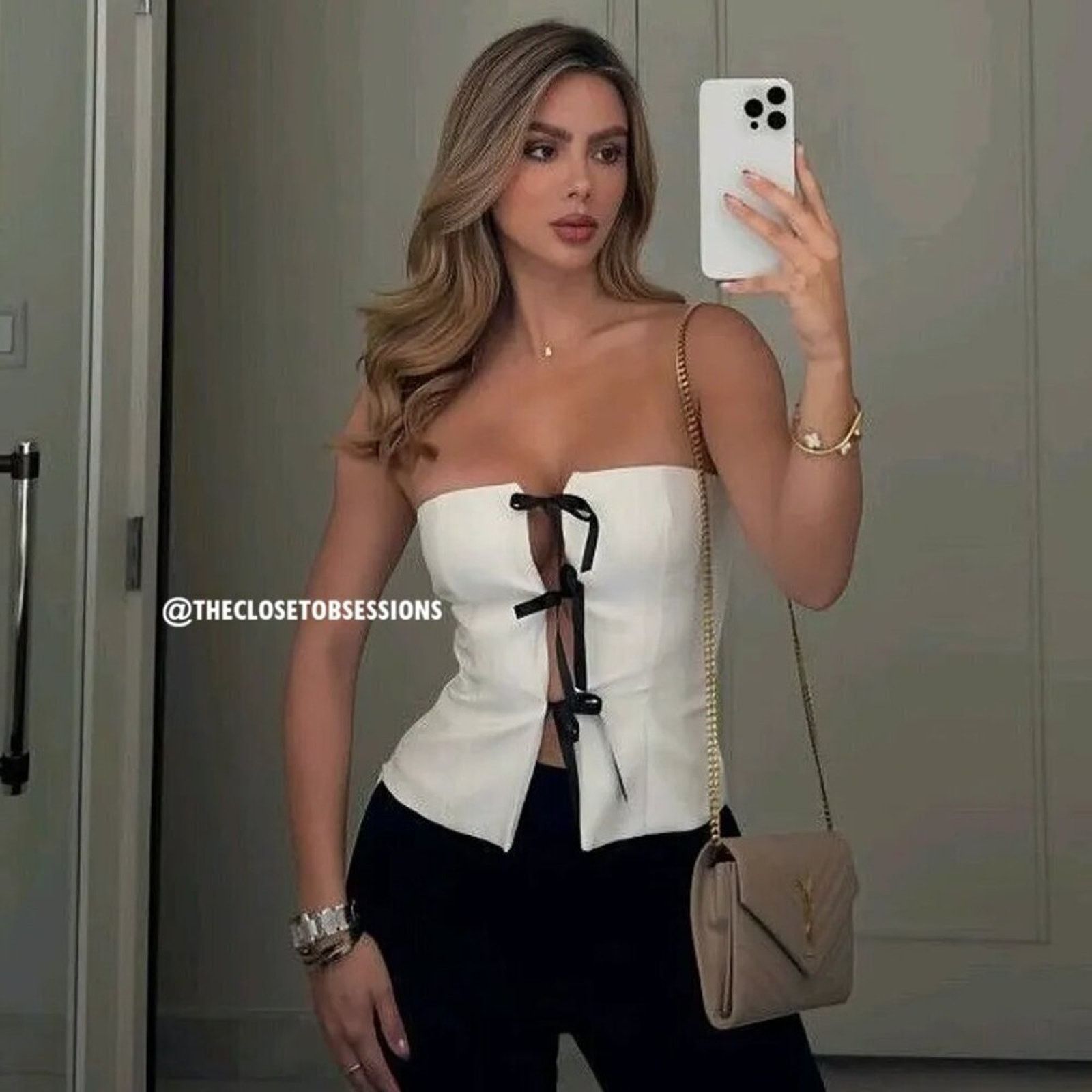 Zara ZARA BLOGGER FAVE!!! Corset-Style Top with Contrast Ties Size L / US 10 / IT 46 - 6 Thumbnail