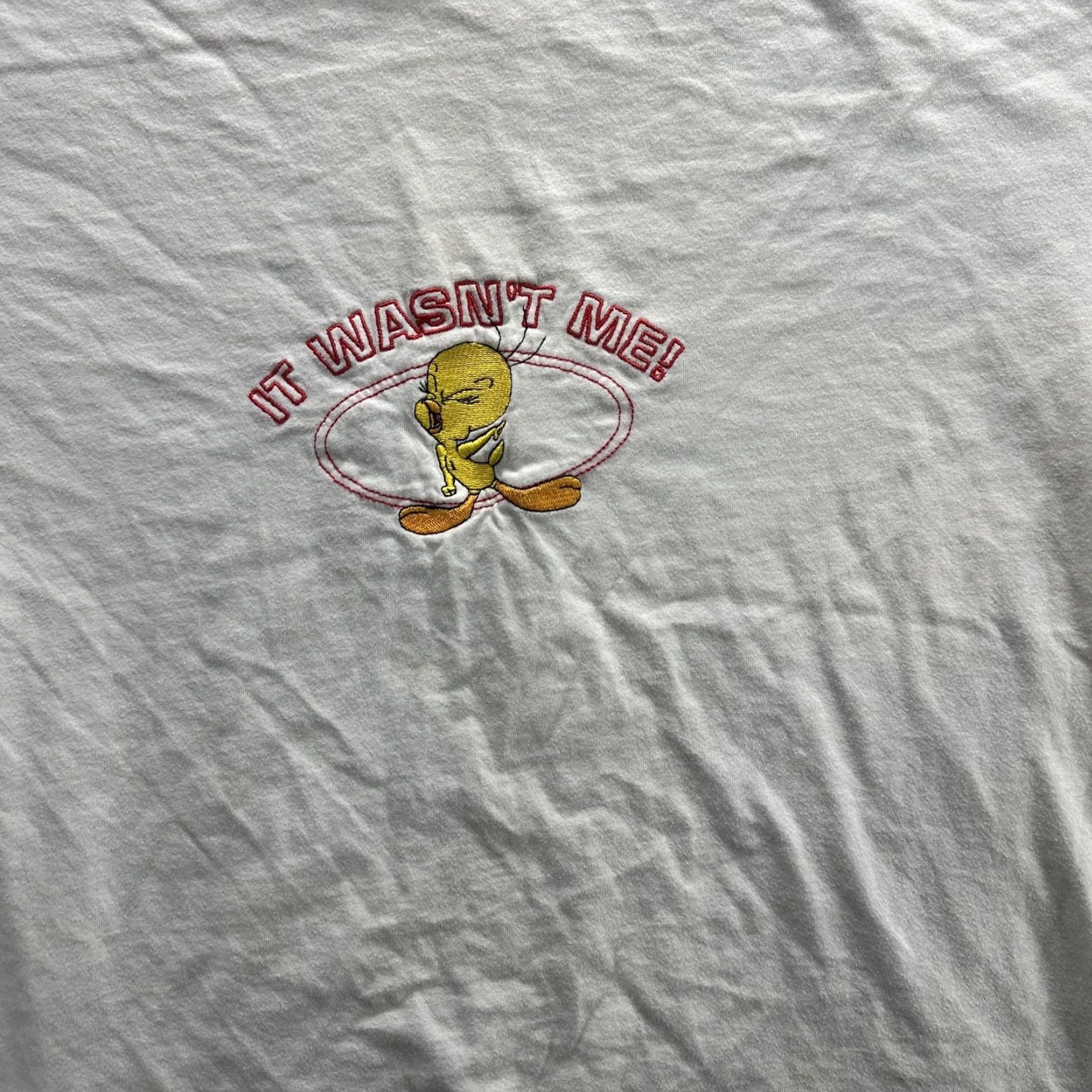 Vintage VINTAGE Looney Tunes Shirt Mens XL White Tweety Bird It Wasn't Me Embroidered 2000s Size US XL / EU 56 / 4 - 2 Thumbnail