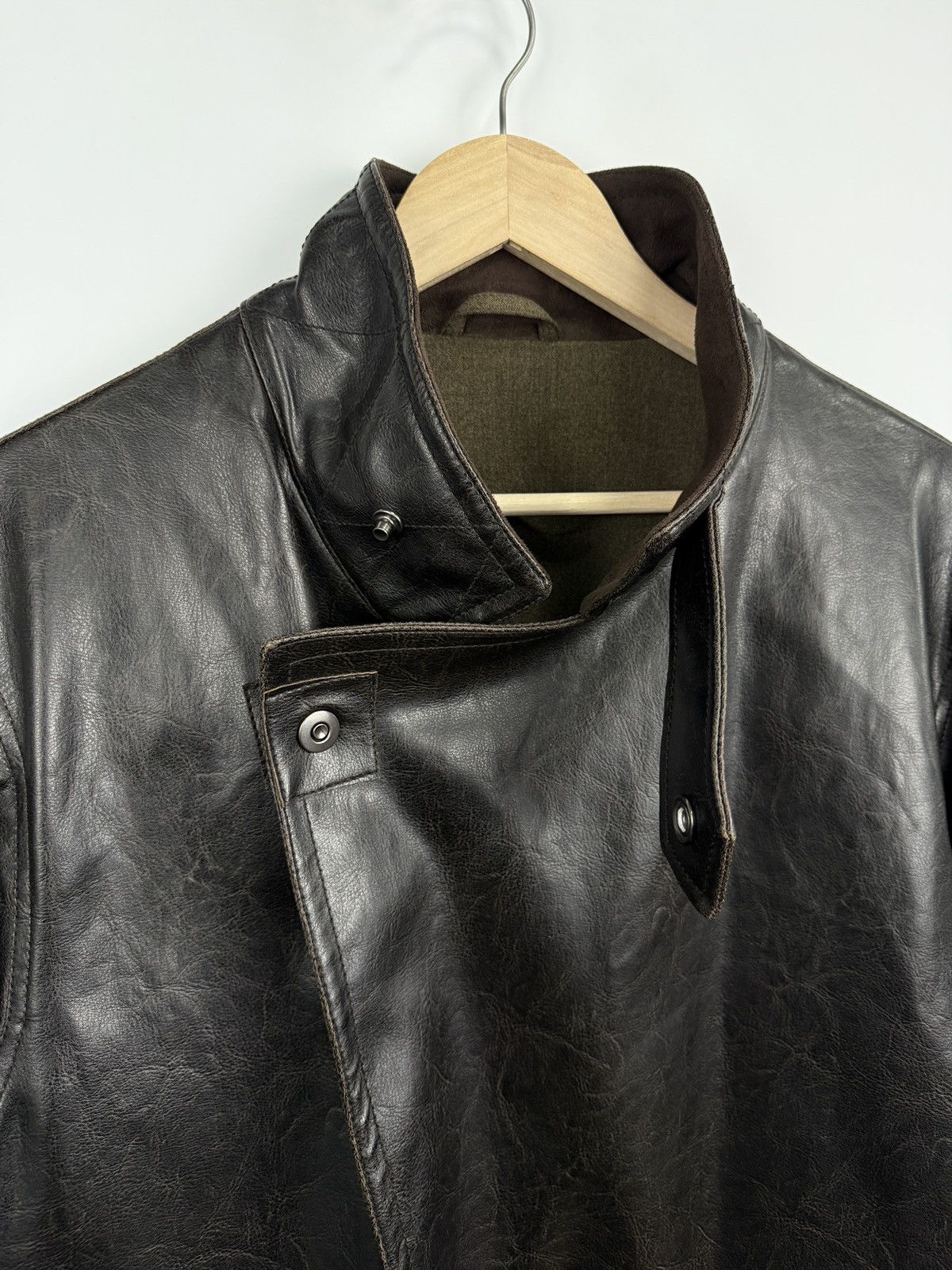 Armani Collezioni 🇮🇹 Vintage 80s Armani Collezioni Faux Leather Overcoat Jacket Size US XL / EU 56 / 4 - 7 Thumbnail