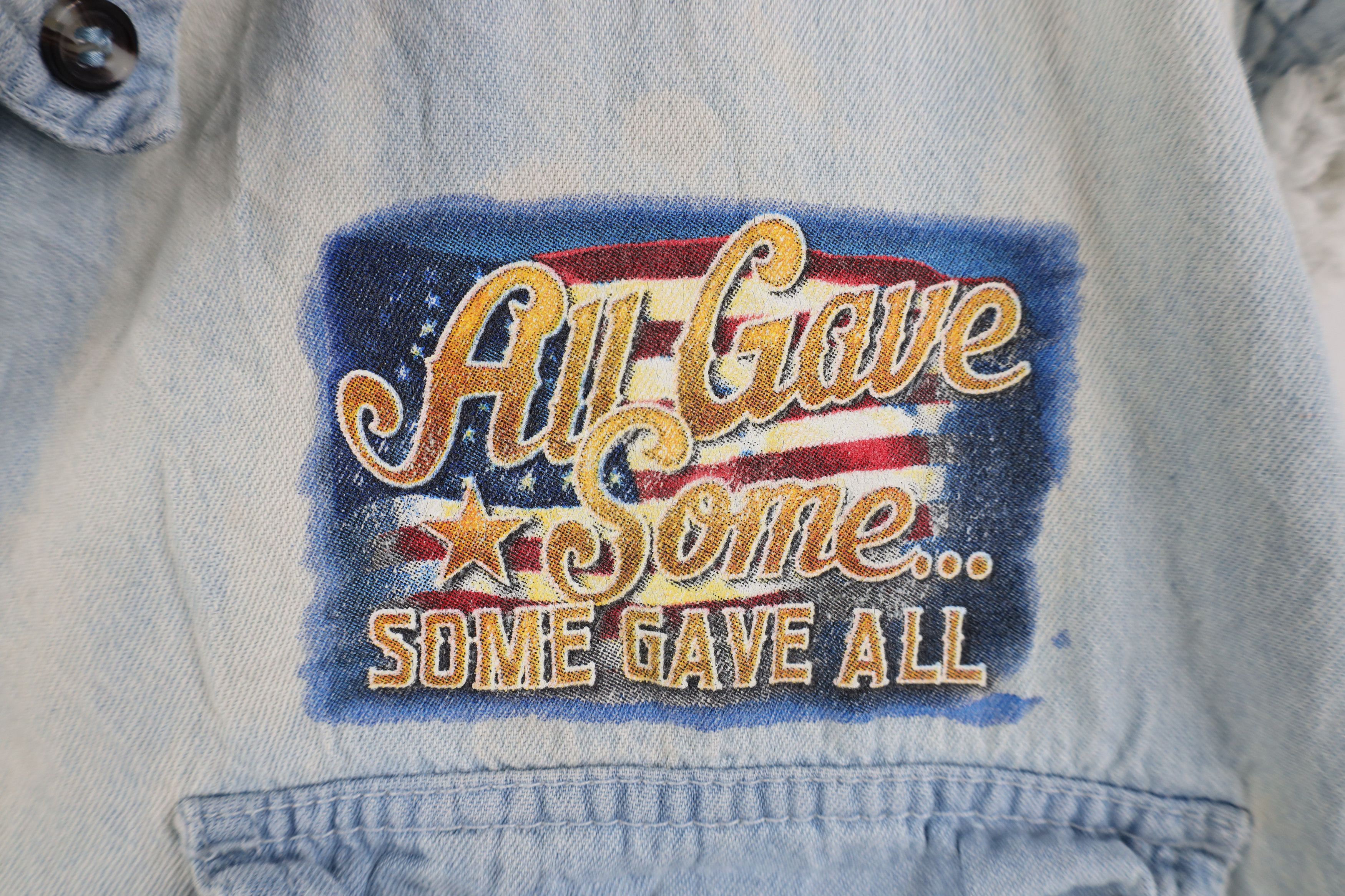 Vintage Vintage 90s POW MIA Motorcycle Cut Off Denim Button Shirt Size US XXL / EU 58 / 5 - 4 Thumbnail