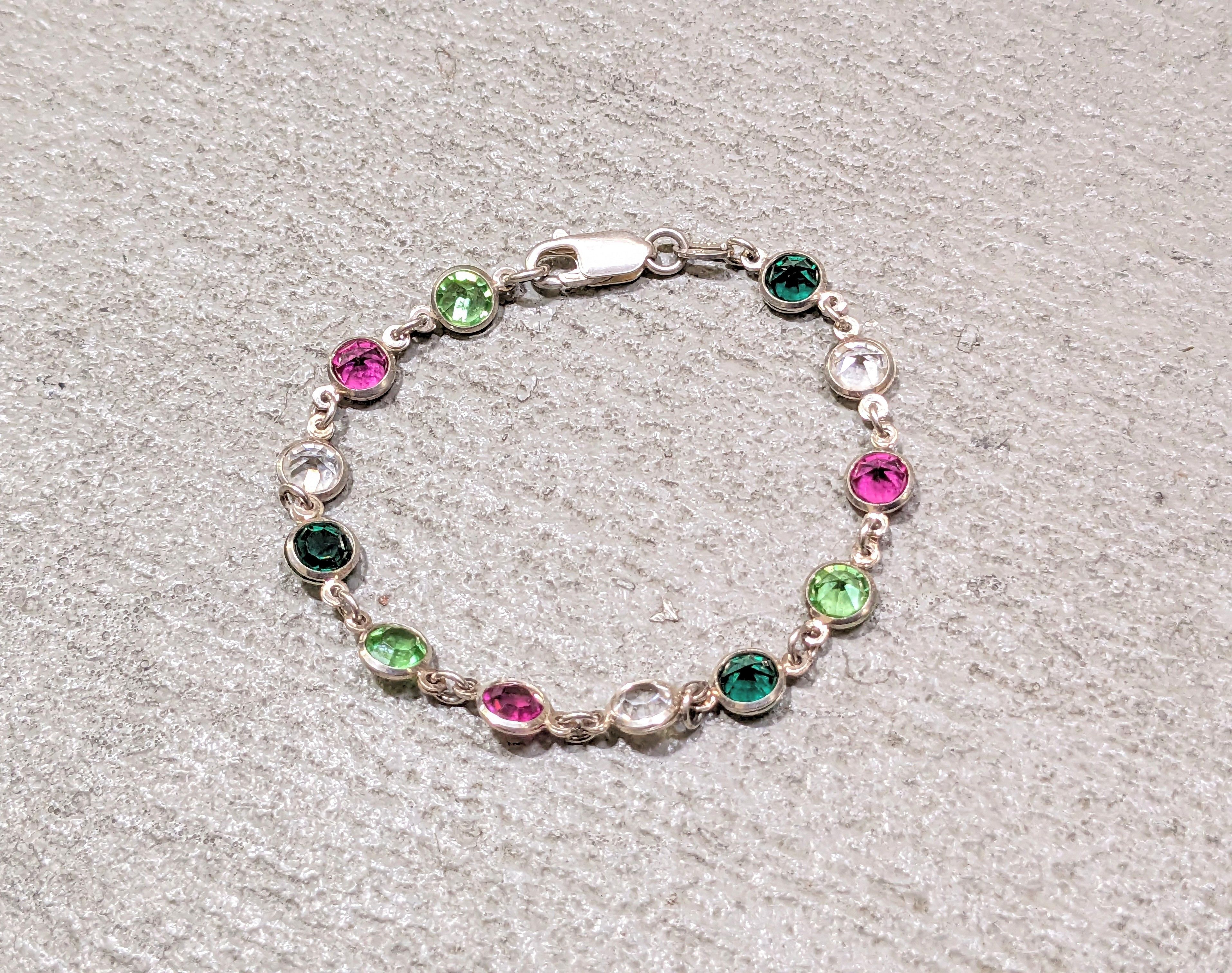 Vintage Sterling Silver Bracelet Round Link Chain 7.25" Y2K
