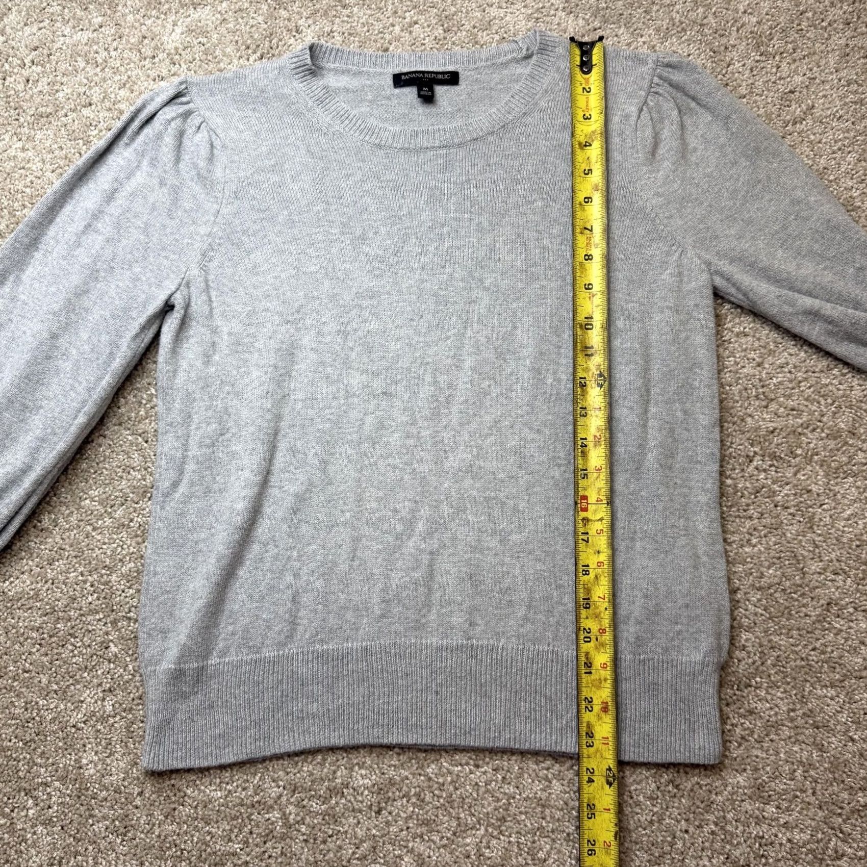 Banana Republic Banana Republic Sweater Womens M Gray Crew Neck Puff Sleeve Knit Pullover Medium Size M / US 6-8 / IT 42-44 - 4 Thumbnail
