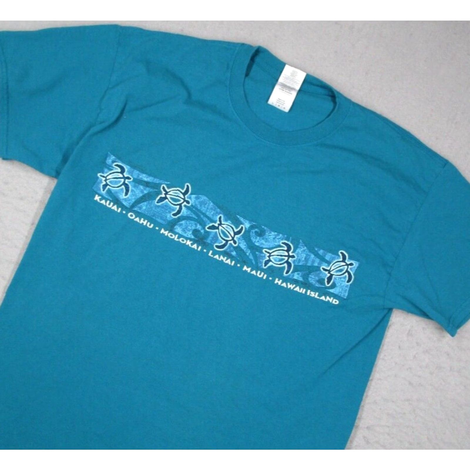 Gildan VINTAGE Hawaii Men L Gildan Tee Short Sleeve Blue Sea Turtles Maui Y2K Hawaiian Graphic Print 90s Retro Size US L / EU 52-54 / 3 - 2 Thumbnail
