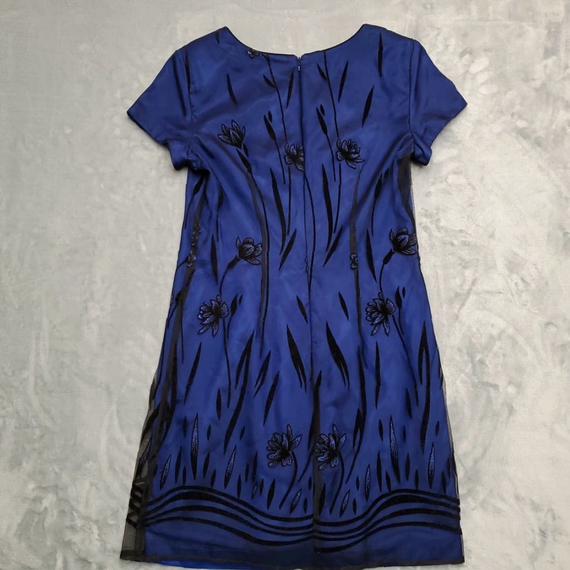 Vintage VINTAGE Taurus II Dress Womens L Petite Fairy Grunge Made in USA 90s Y2K Retro Floral Blue Cotton Polyester Knee Length Short Sleeve Zip Ladies Size L / US 10 / IT 46 - 6 Thumbnail