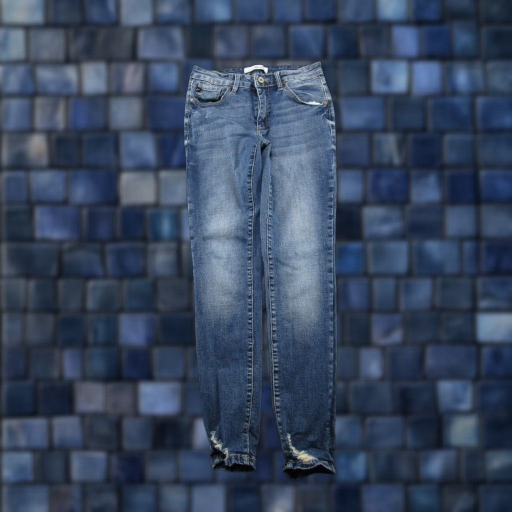 Vintage Kancan Women's Blue Stretch Denim Distressed Skinny Ankle Jeans Size 28 Size 28" / US 6 / IT 42 - 1 Thumbnail