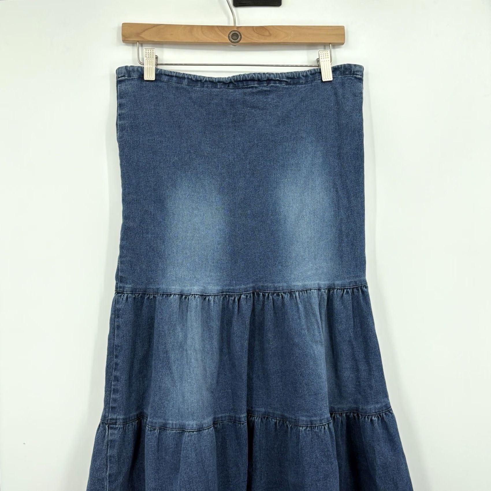 Vintage VINTAGE Y2K Maxi Skirt Women 0 Small Denim Cowgirl Western Festival Tiered Slit Size 28" / US 6 / IT 42 - 6 Thumbnail