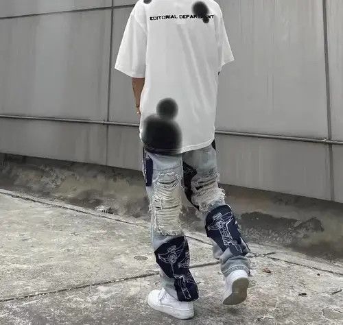 Japanese Brand Street hip hop grunge raw edge jeans Size US 32 / EU 48 - 4 Thumbnail