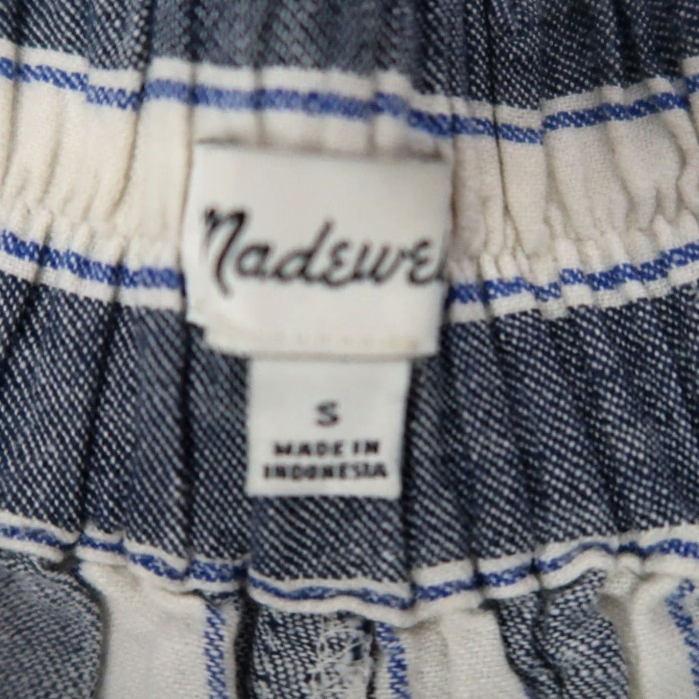 Madewell Madewell Navy Blue and Cream Stripe Wide Leg Crop Culotte Pants S Women's Casual Cotton Linen Striped Pockets Elastic Back Waist 19in Inseam Size 28" / US 6 / IT 42 - 4 Thumbnail