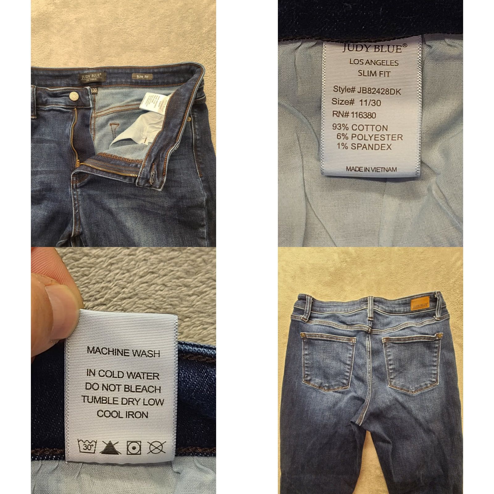 Vintage Judy Blue Jeans Slim Fit High Rise 11 Womens Boot Cut Blue Denim Comfort Distressed Spandex Size 30" / US 8 / IT 44 - 8 Thumbnail