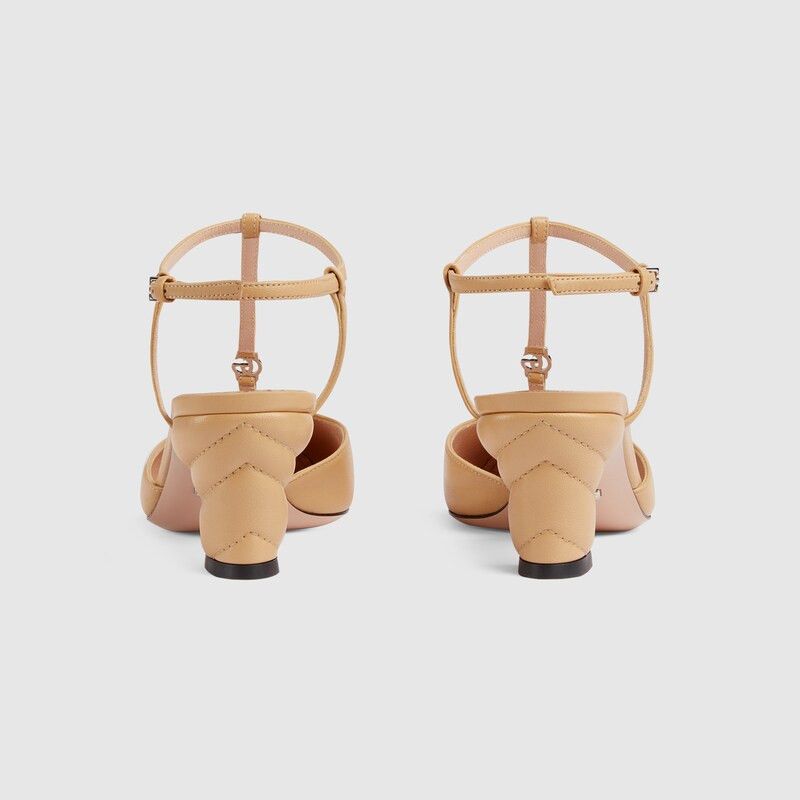 Gucci o1s1wg110125 Double G Slingback Pumps in Beige Size US 7.5 / IT 37.5 - 3 Thumbnail