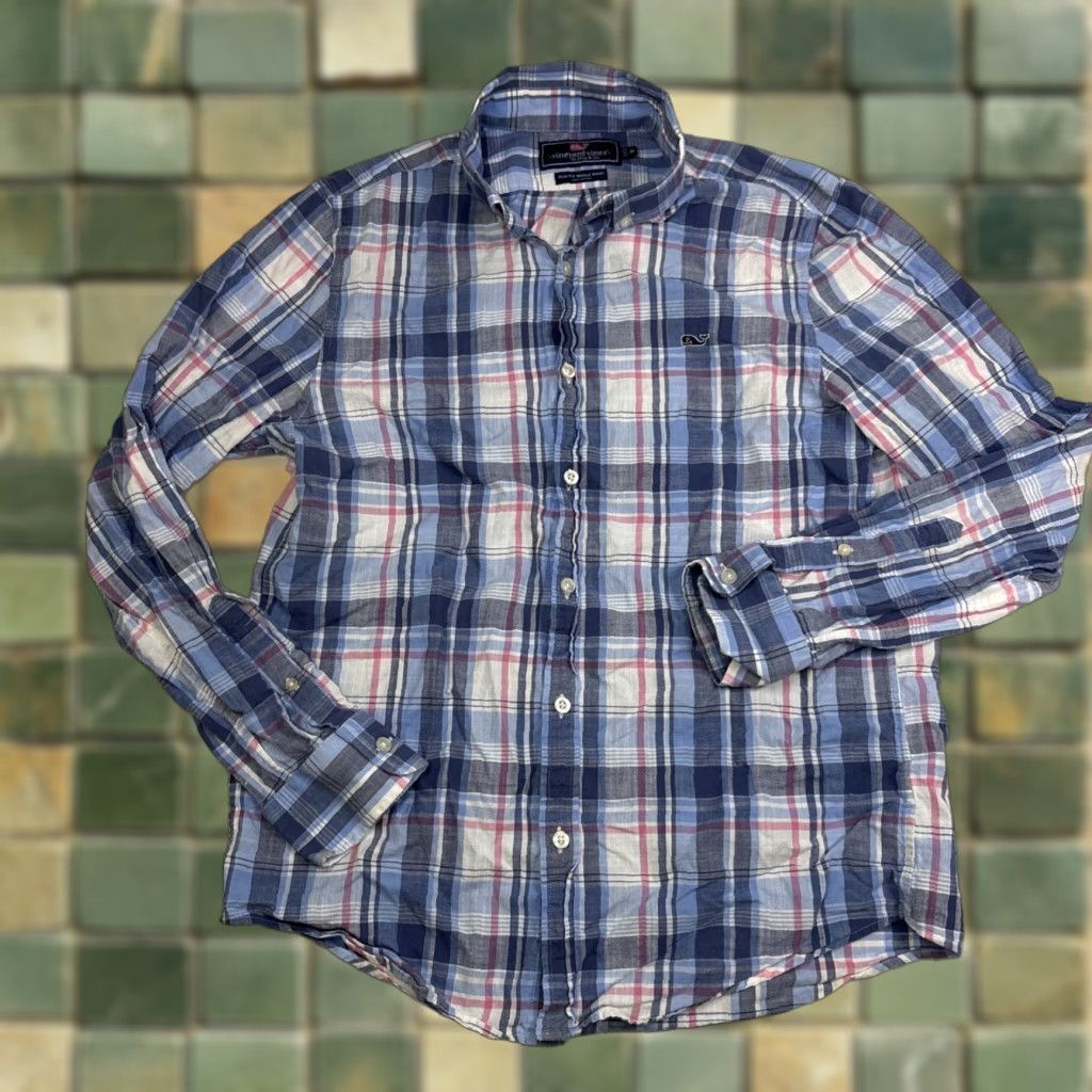 Vineyard Vines Vineyard Vines Button Down Shirt Men’s Medium Slim Fit Whale Plaid Long Sleeve Size US M / EU 48-50 / 2 - 1 Thumbnail