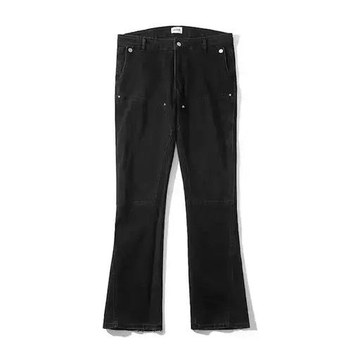 Jean Black Flared Denim Pants Size US 31 - 1 Thumbnail