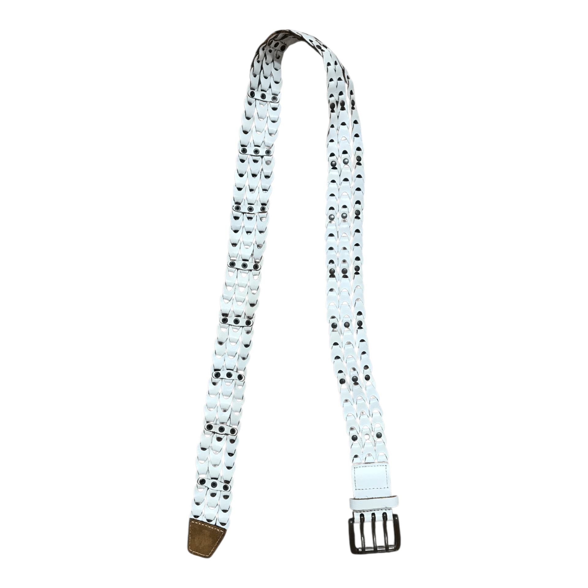Japanese Brand Three Lines Leather White Belt Size ONE SIZE - 1 Thumbnail