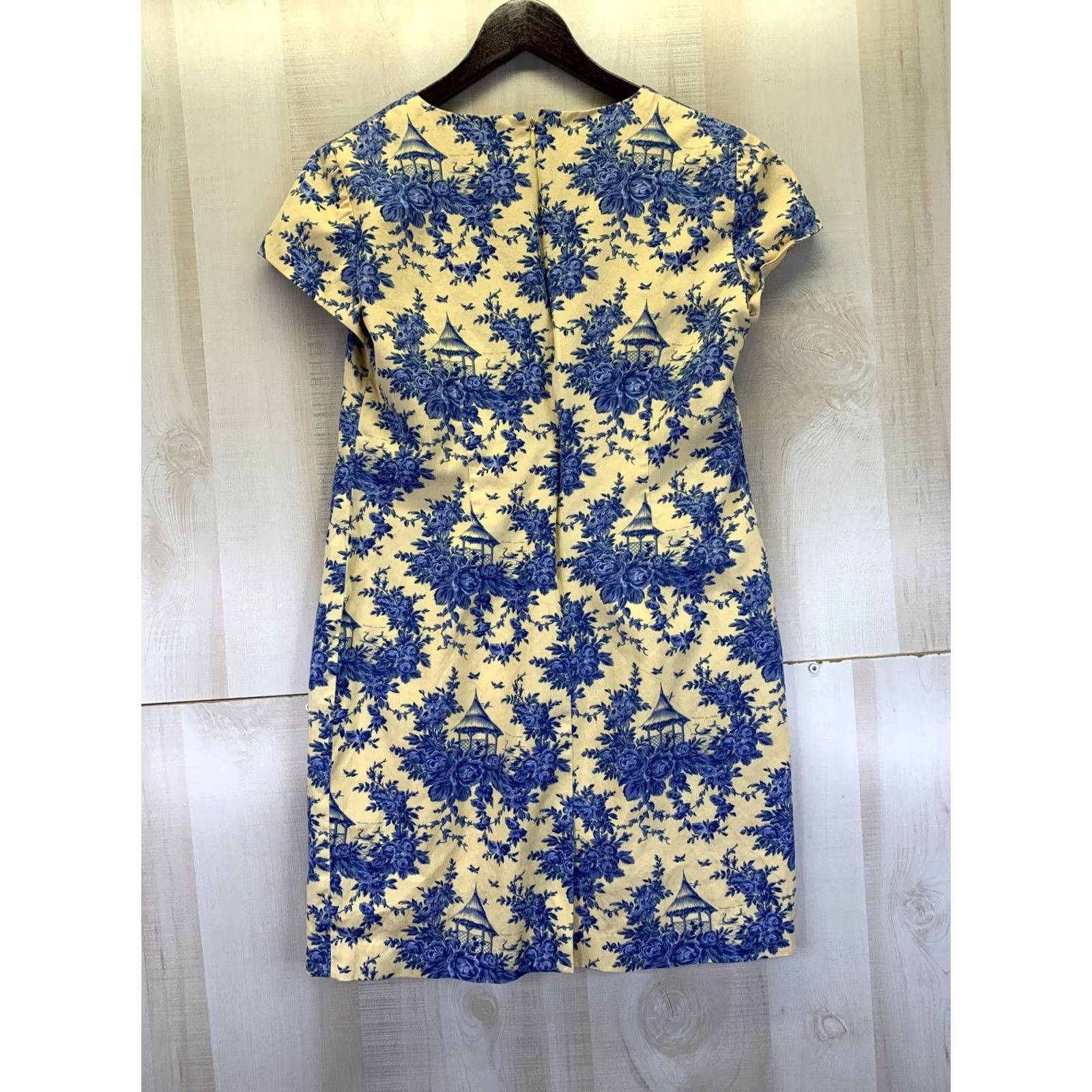 Talbots Talbots Petites Yellow Blue Floral Print V Neck Dress Womens 4-11104 Size S / US 4 / IT 40 - 7 Thumbnail
