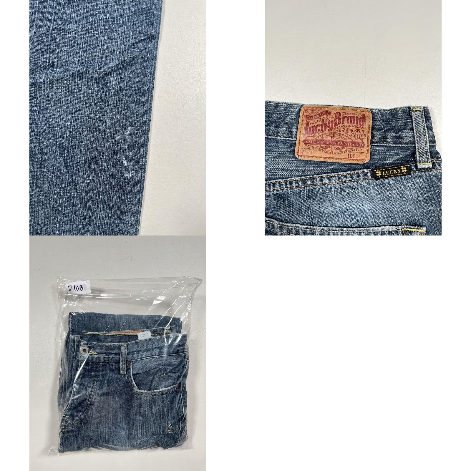 Lucky Brand Lucky Brand 221 Slim Straight Jeans Mens 34 Blue Medium Wash Denim Distressed Pockets Logo 221 Slim Straight-R Zip Fly Size US 34 / EU 50 - 9 Thumbnail