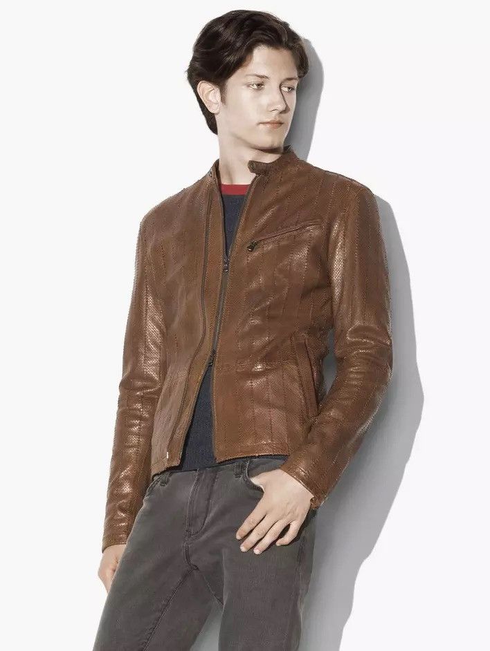 John Varvatos Laser cut leather racer jacket. Size medium Size US M / EU 48-50 / 2 - 1 Thumbnail