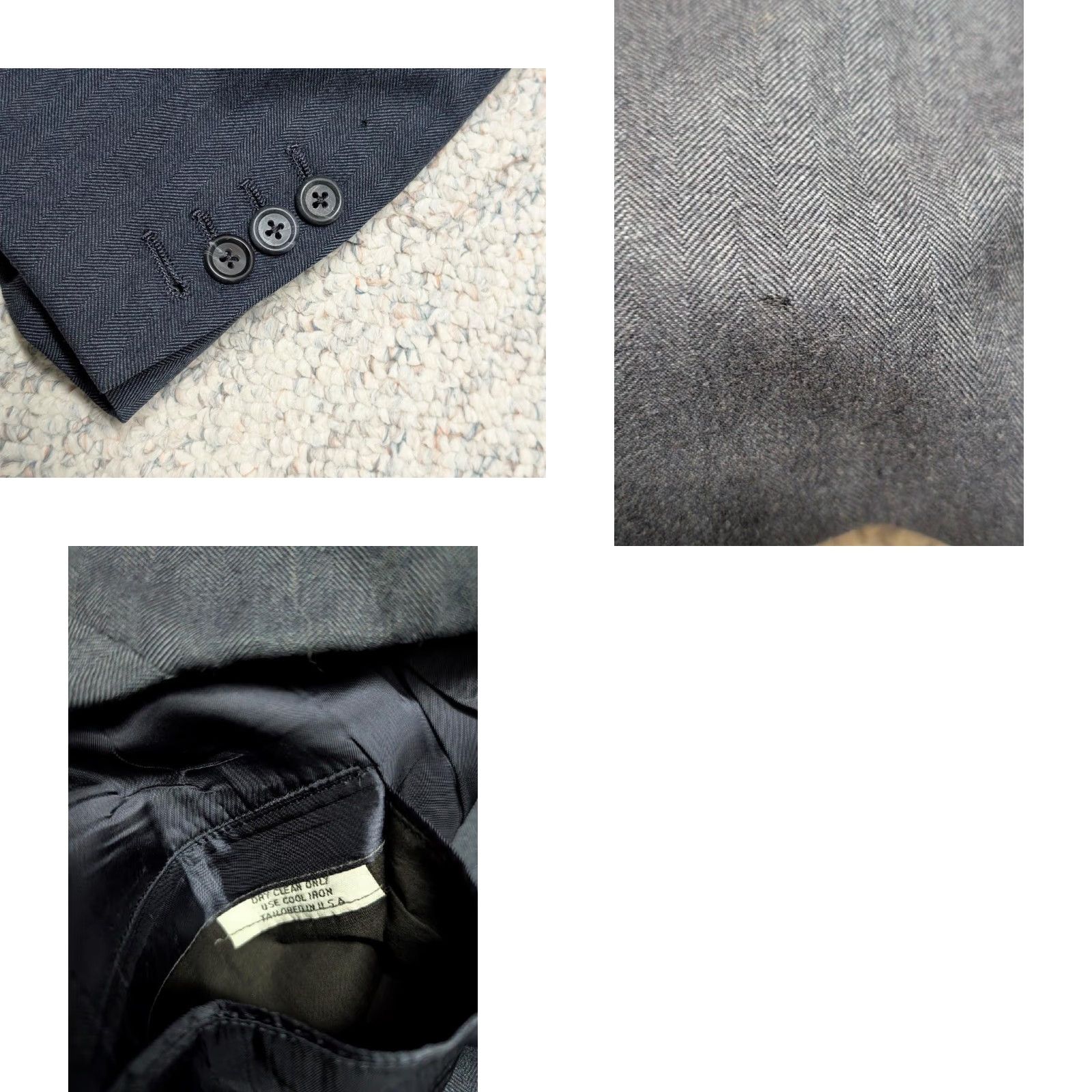 Brooks Brothers VINTAGE Brooks Brothers blazer 46L Blue Wool Tweed Herringbone Tailored 3-Button Notch Single-Breasted USA Made Mens Blazer Size 46R - 9 Thumbnail