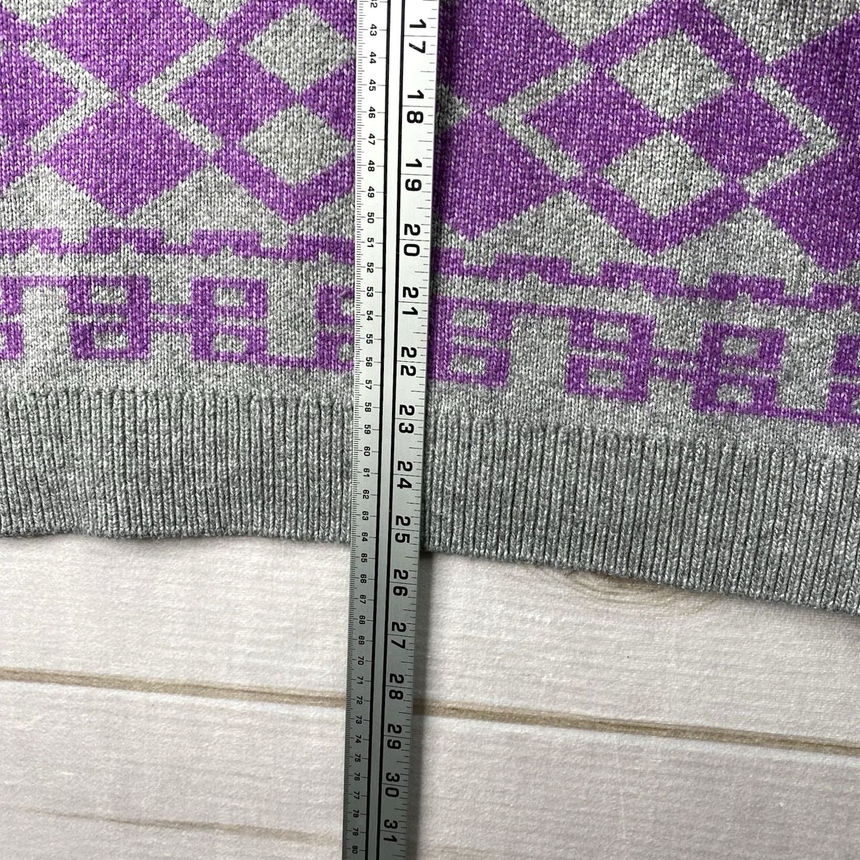 Vintage Lane Bryant Sweater Womens 18/20 Cable-Knit Gray Purple Easter Spring Geometric Crew Neck Pullover Plus Size 18/20 Womens Size XXL / US 16-18 / IT 52-54 - 5 Thumbnail