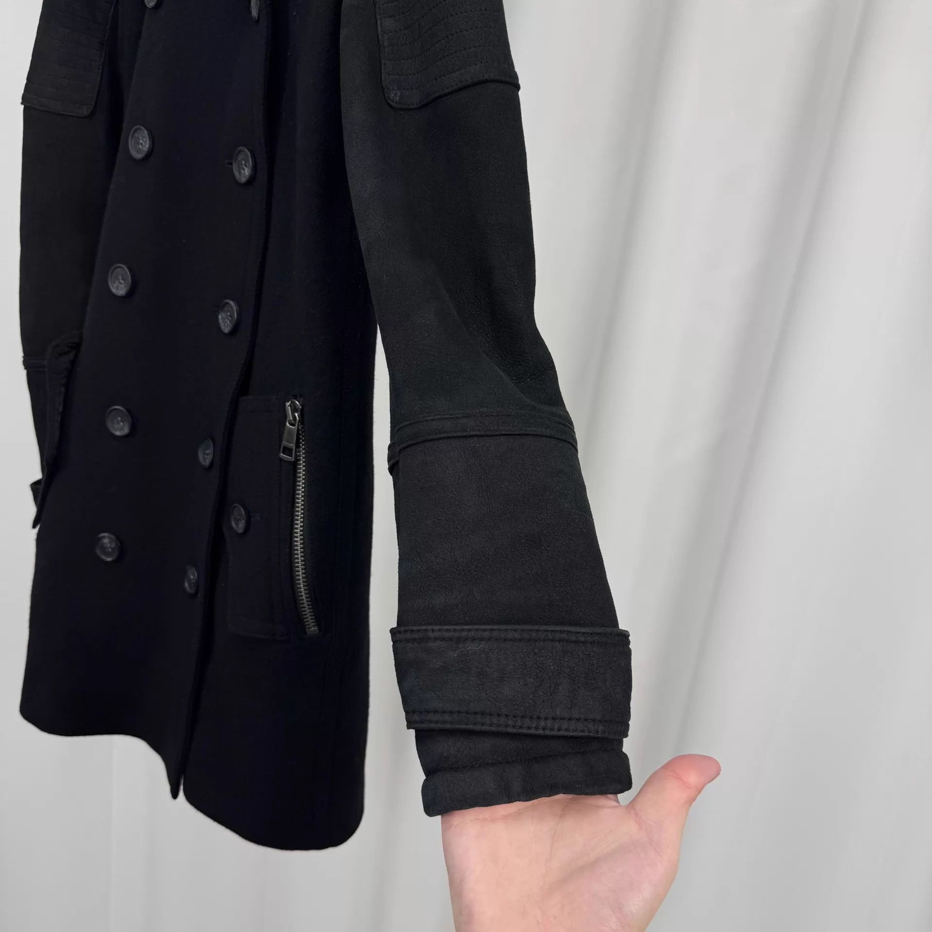 Burberry Burberry DB Wool & Leather Panel Coat UK6 98 New Size XS / US 0-2 / IT 36-38 - 4 Thumbnail
