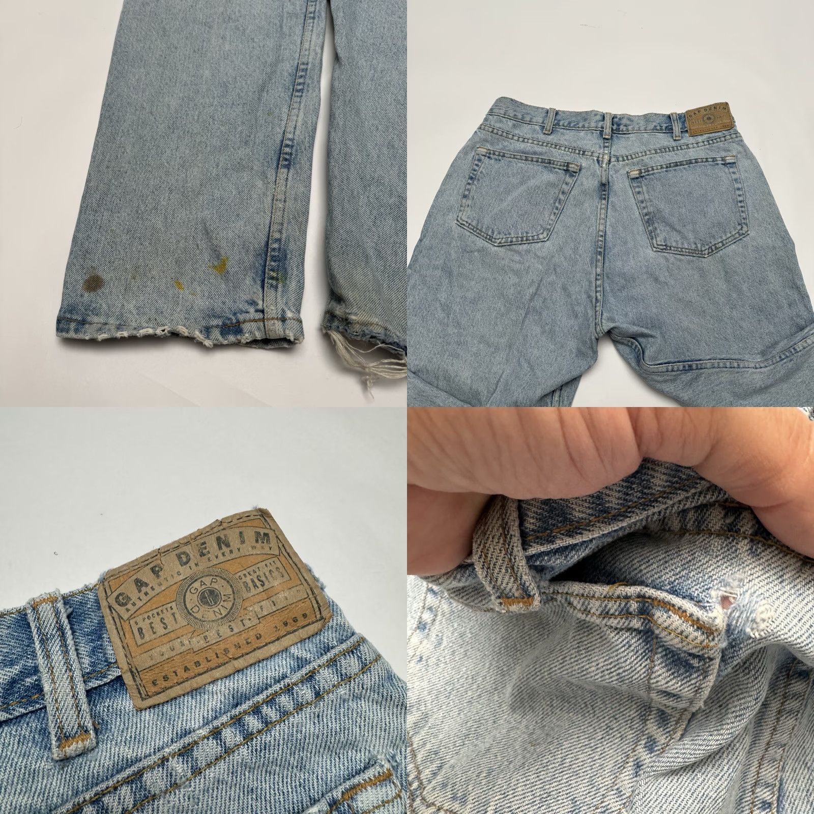 Gap VINTAGE GAP Denim Jeans 90s Distressed Loose Fit Wide-Leg Men 35x30 Blue USA Week 1990s Mens Size US 35 - 9 Thumbnail