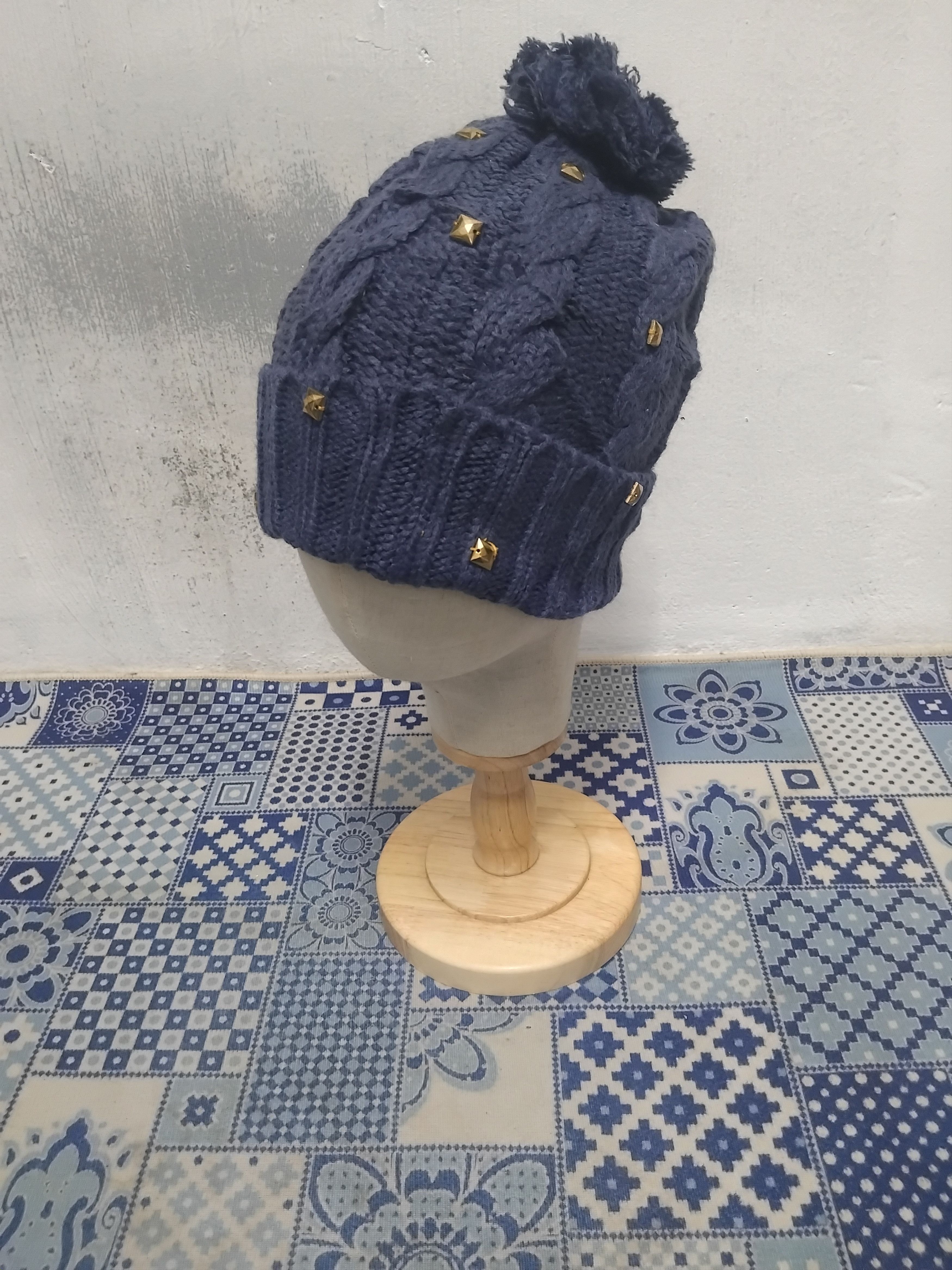 Japanese Brand Studded streetwear blue colour beanie Size ONE SIZE - 1 Thumbnail