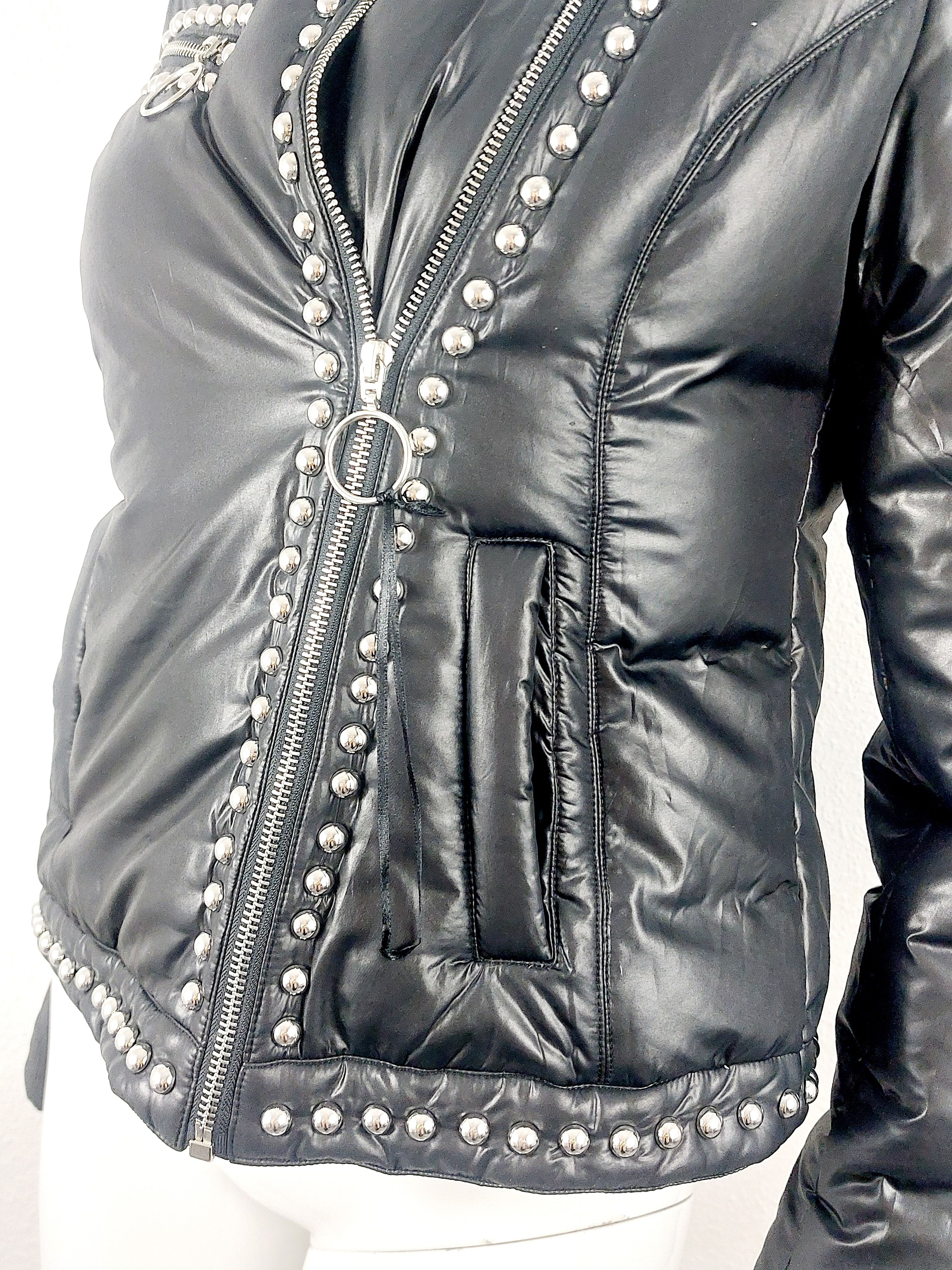 Moschino Moschino Rivet Studded Down Moto Jacket Coat Size M / US 6-8 / IT 42-44 - 3 Thumbnail