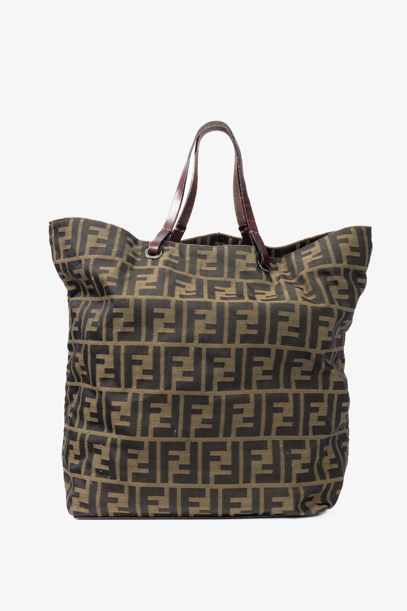 Fendi Fendi Khaki Zucca Canvas Leather-Trim Tote Size ONE SIZE - 4 Thumbnail