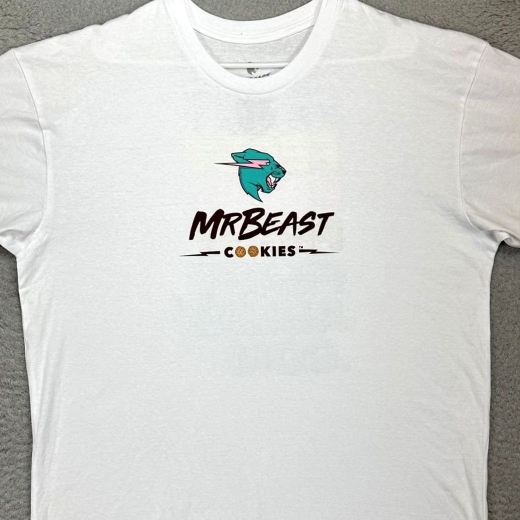 Vintage VINTAGE? No. Mr. Beast Graphic Tee Shirt Mens XL White Beast Cookies 100% Cotton Crew Neck Size US XL / EU 56 / 4 - 2 Thumbnail
