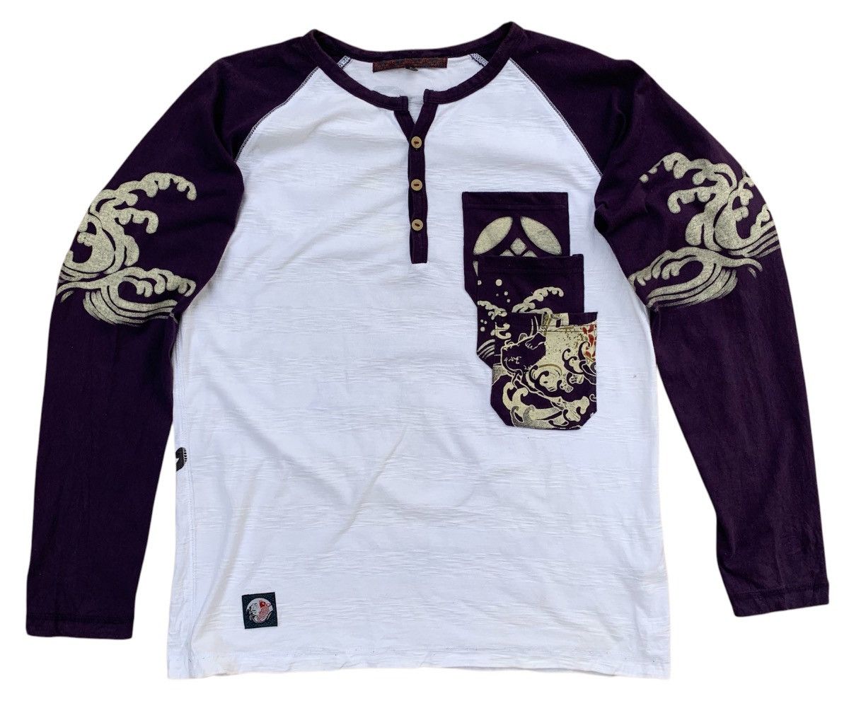 Art Comes First Samurai Riding Koi Fish Three Pocket Sukajan T Shirt Size US M / EU 48-50 / 2 - 2 Thumbnail