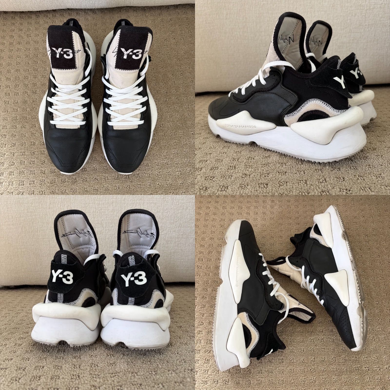 Adidas ADIDAS Y-3 Kaiwa Sneaker Black White Panda BC0908 Men US 10 Rare Shoes, Leather Upper, Rubber Outsole, Lace Up, Casual Activewear Size US 10 / EU 43 - 8 Thumbnail