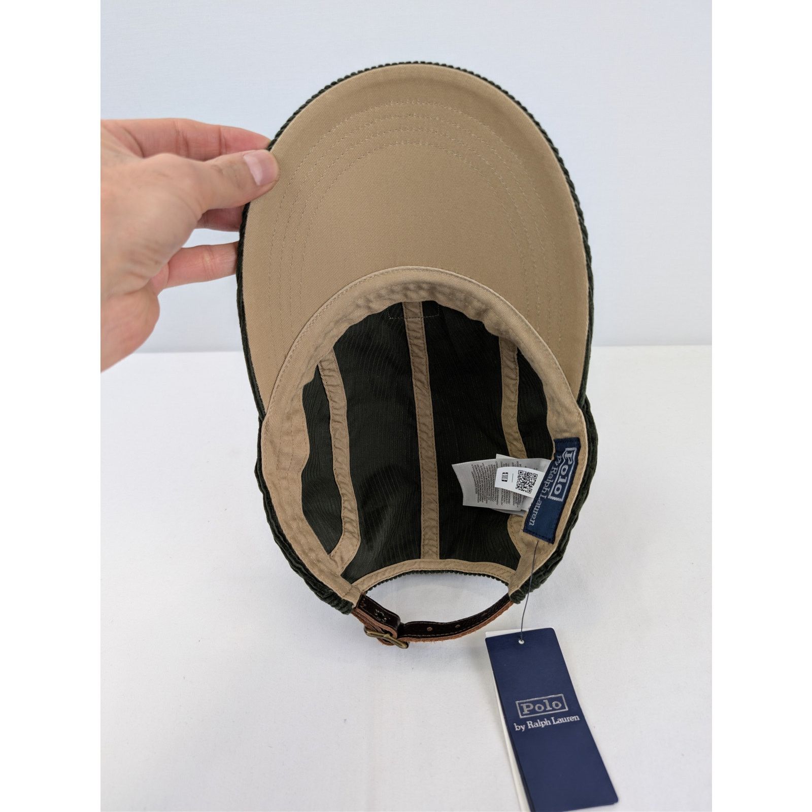 Ralph Lauren o1rshd1 CC20 Size: OS/ corduroy leather strap back Cap / hat Size ONE SIZE - 10 Thumbnail