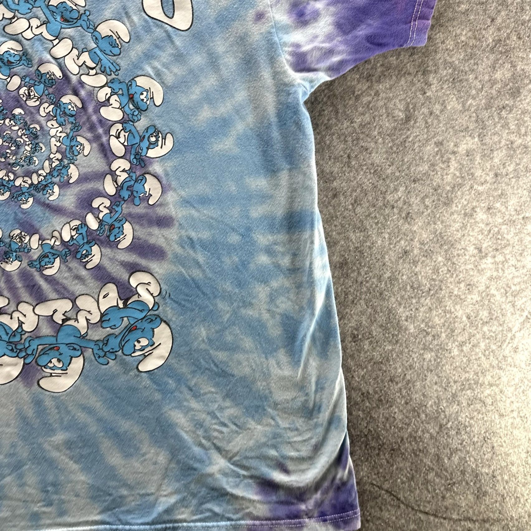 Vintage Smurfs Shirt Mens Medium Blue Purple Tie Dye Spiral Graphic Cartoon Tee Size US M / EU 48-50 / 2 - 6 Thumbnail