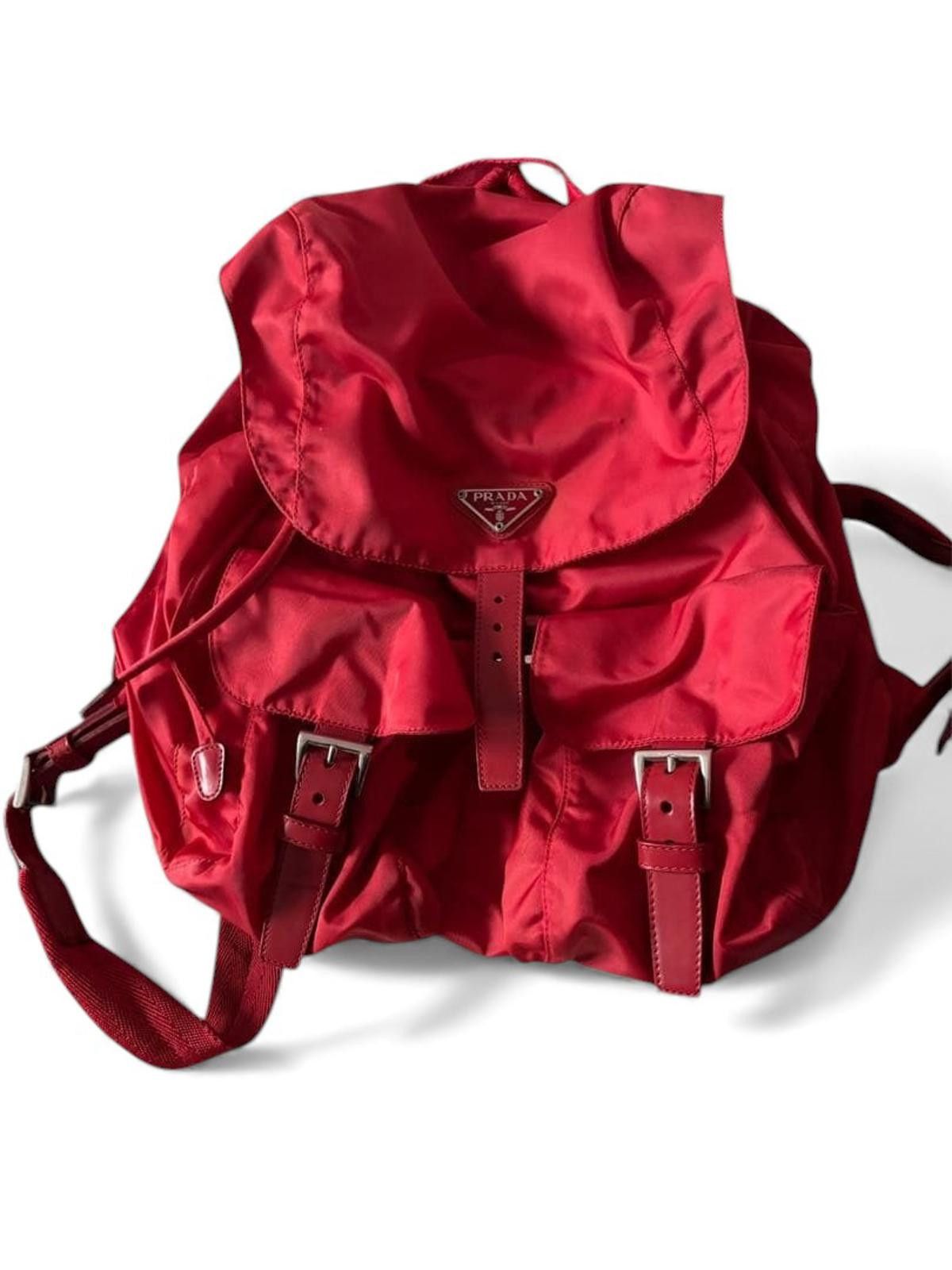 Prada Prada - Red Nylon Backpack Buckle Pockets Size ONE SIZE - 2 Thumbnail