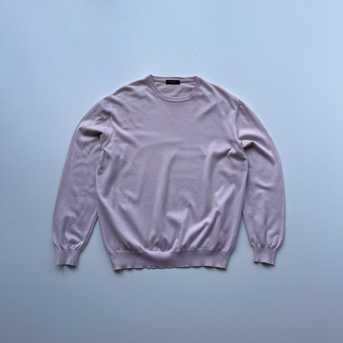 Canali × Designer Canali Cotton Knit Crewneck Pullover Sweater Light Pink Size US L / EU 52-54 / 3 - 1 Thumbnail
