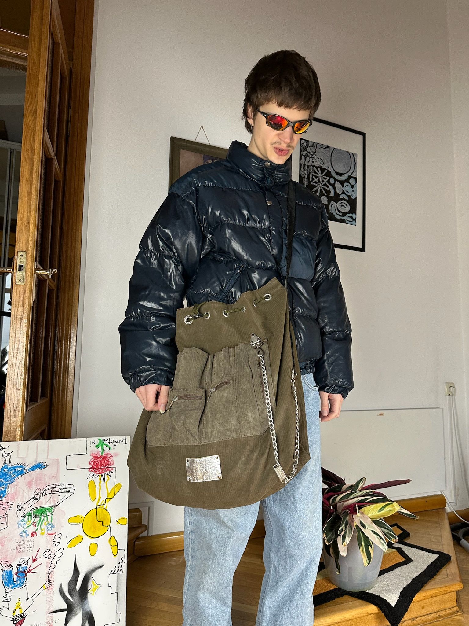 2000s Dolce & Gabbana Black army Cargo Shoulder Bag